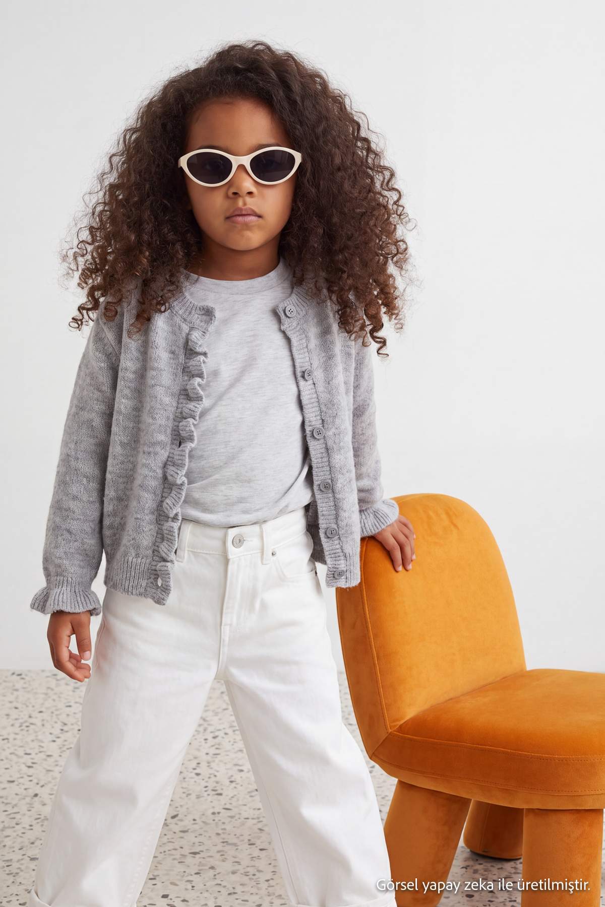 Girls' Ruffle-Detail Knit Cardigan