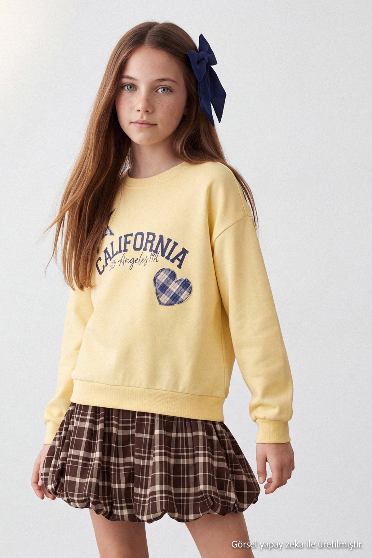 Girls' Navy Patch-Detail Crew-Neck Sweatshirt