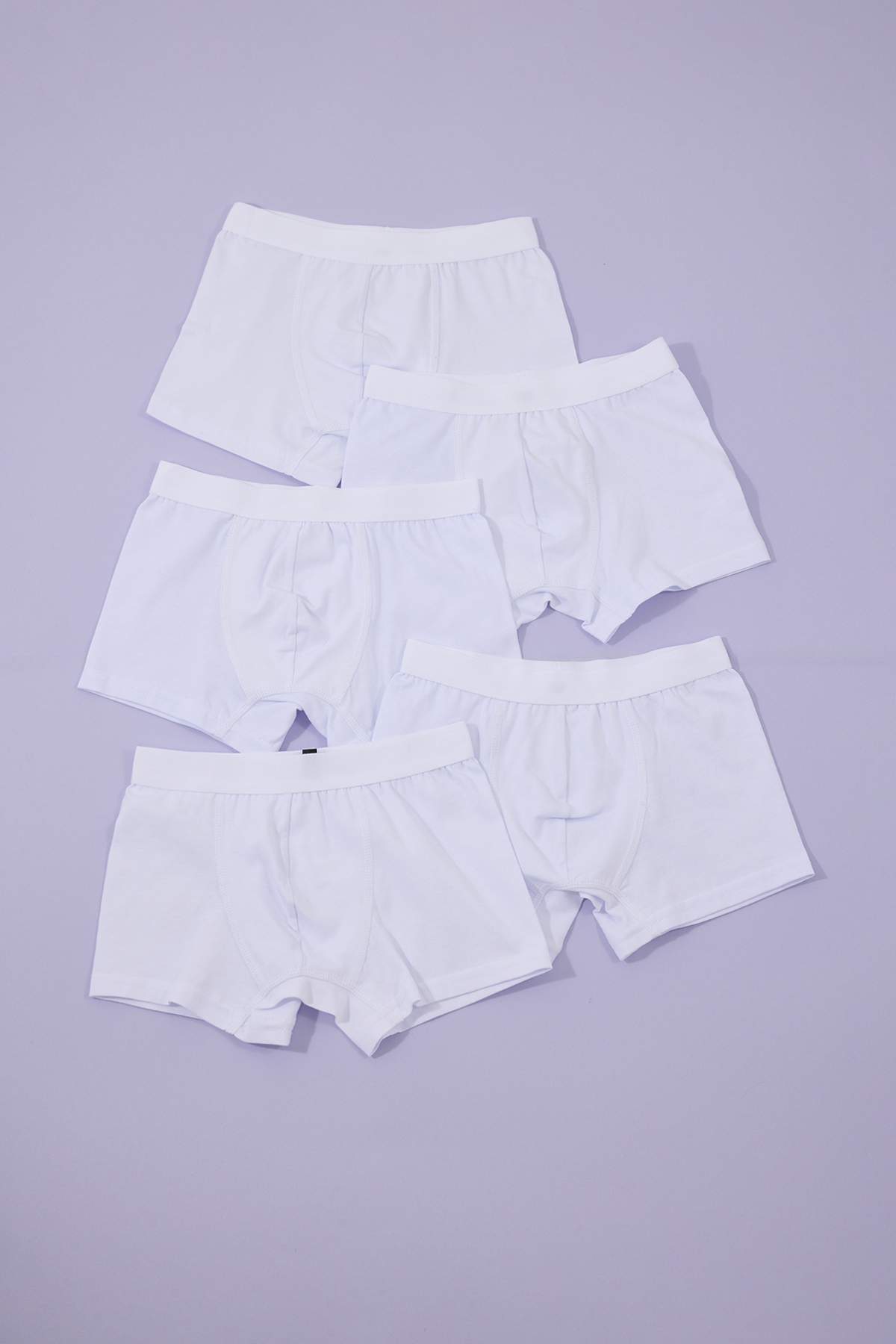 Boys' White Basic Stretch Cotton Boxers 5-Pack