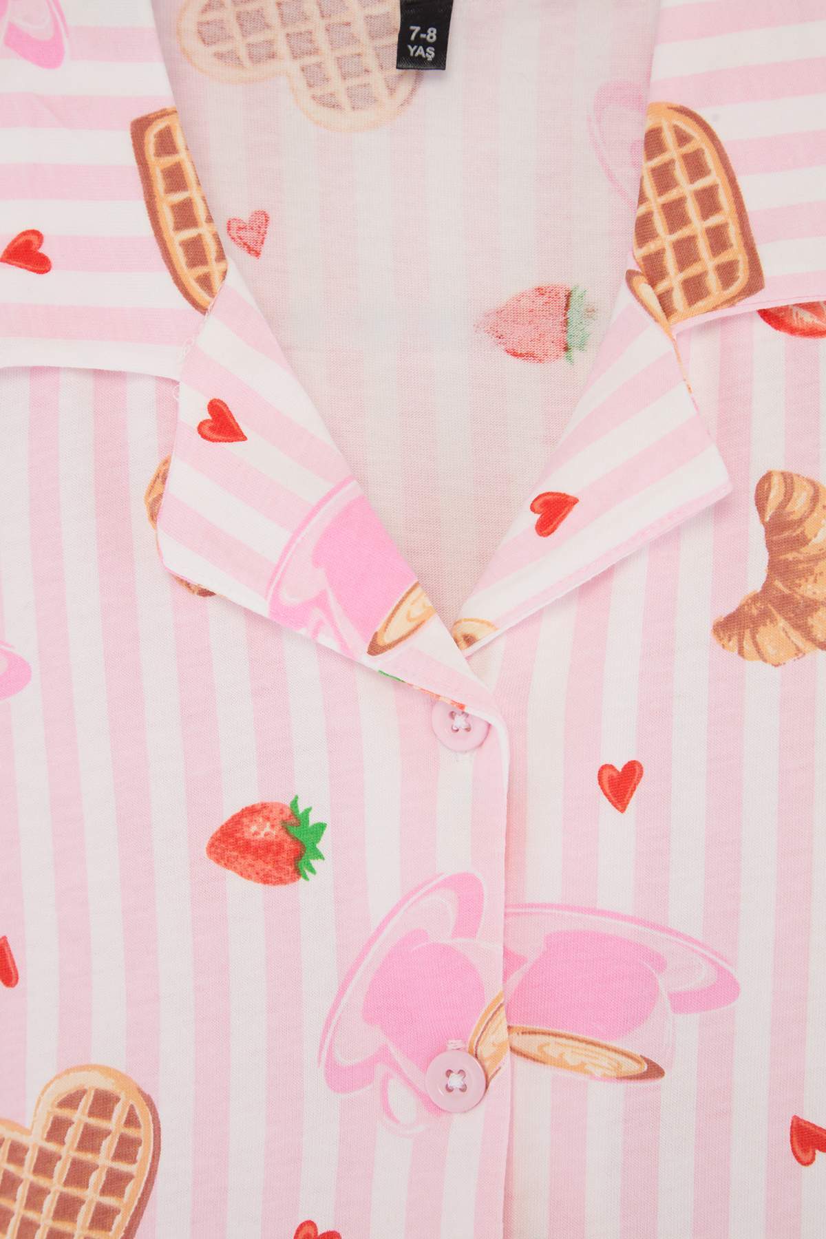 Girls' Pink Striped Treat-Print Shirt & Shorts Pyjama Set