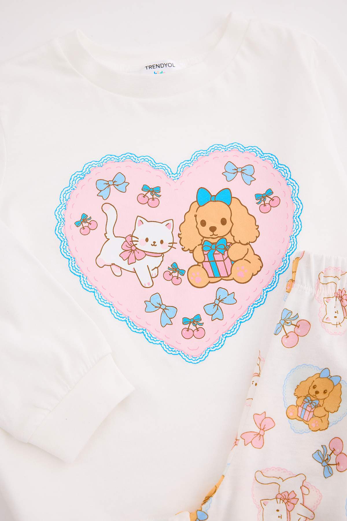 Girls' Pink Heart-Print Pyjama Set