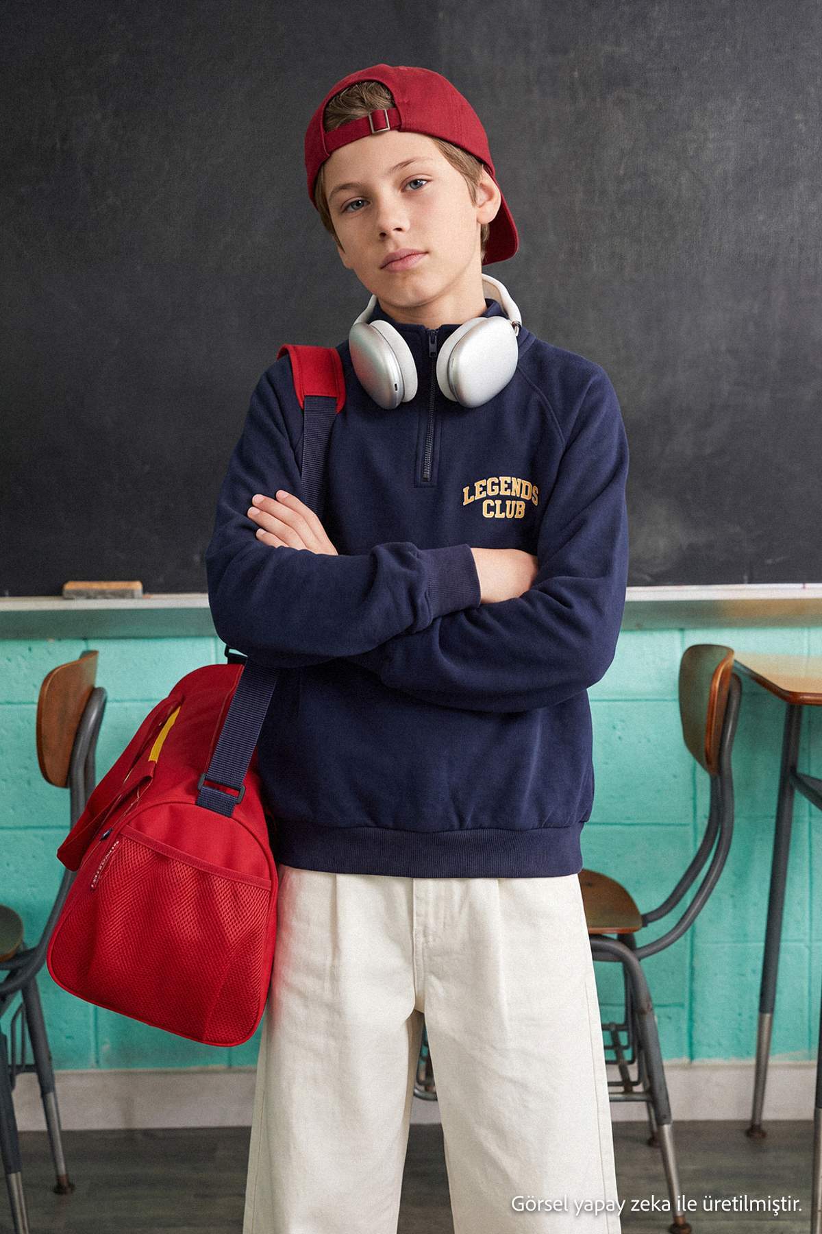 Boys' Embroidered Half-Zip Thick Sweatshirt