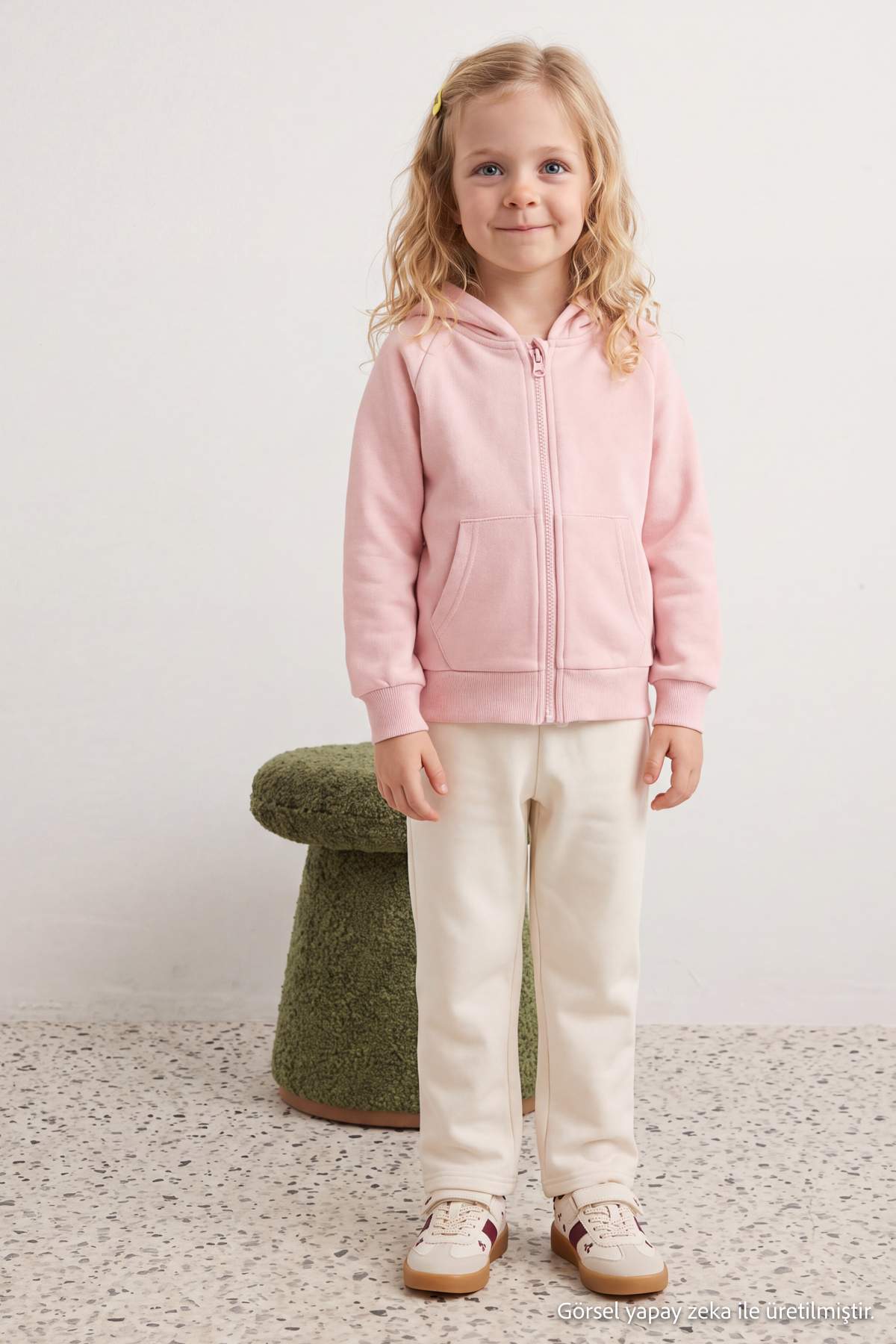 Girls' Plain Hooded Sweatshirt