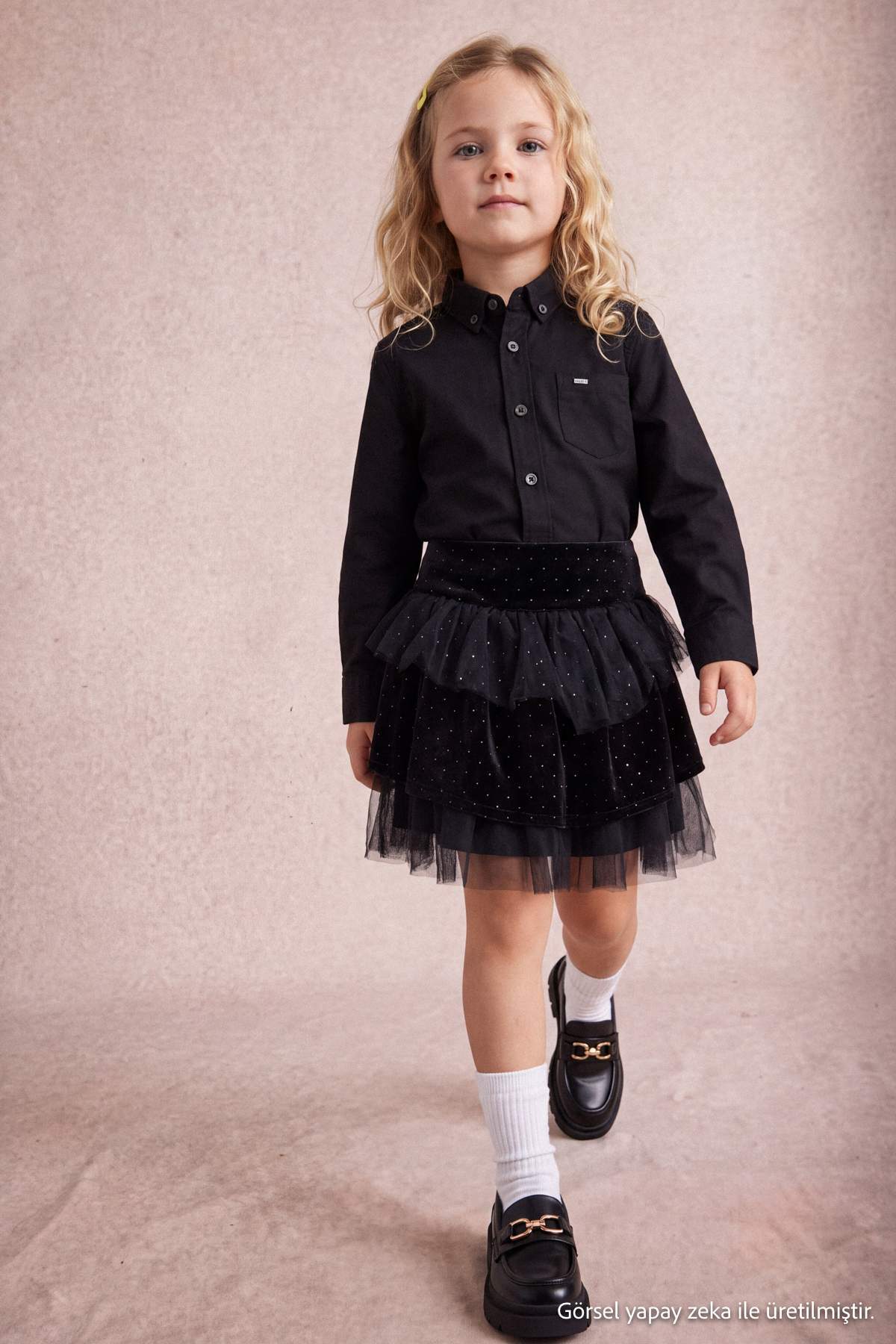 Girls' Black Velvet Rhinestone Tutu Mini Skirt