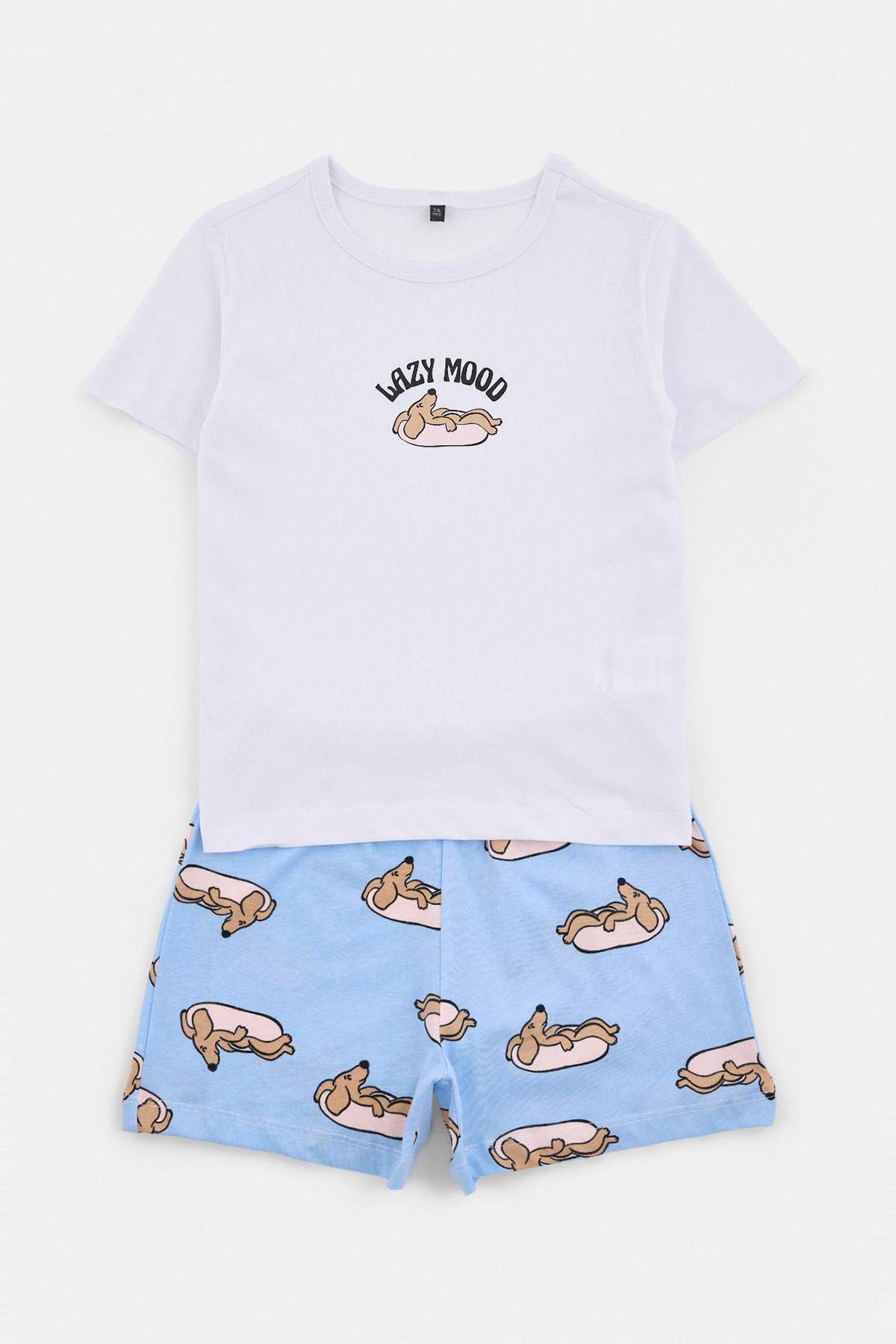 Girls' Blue Slogan T-Shirt & Shorts Pyjama Set