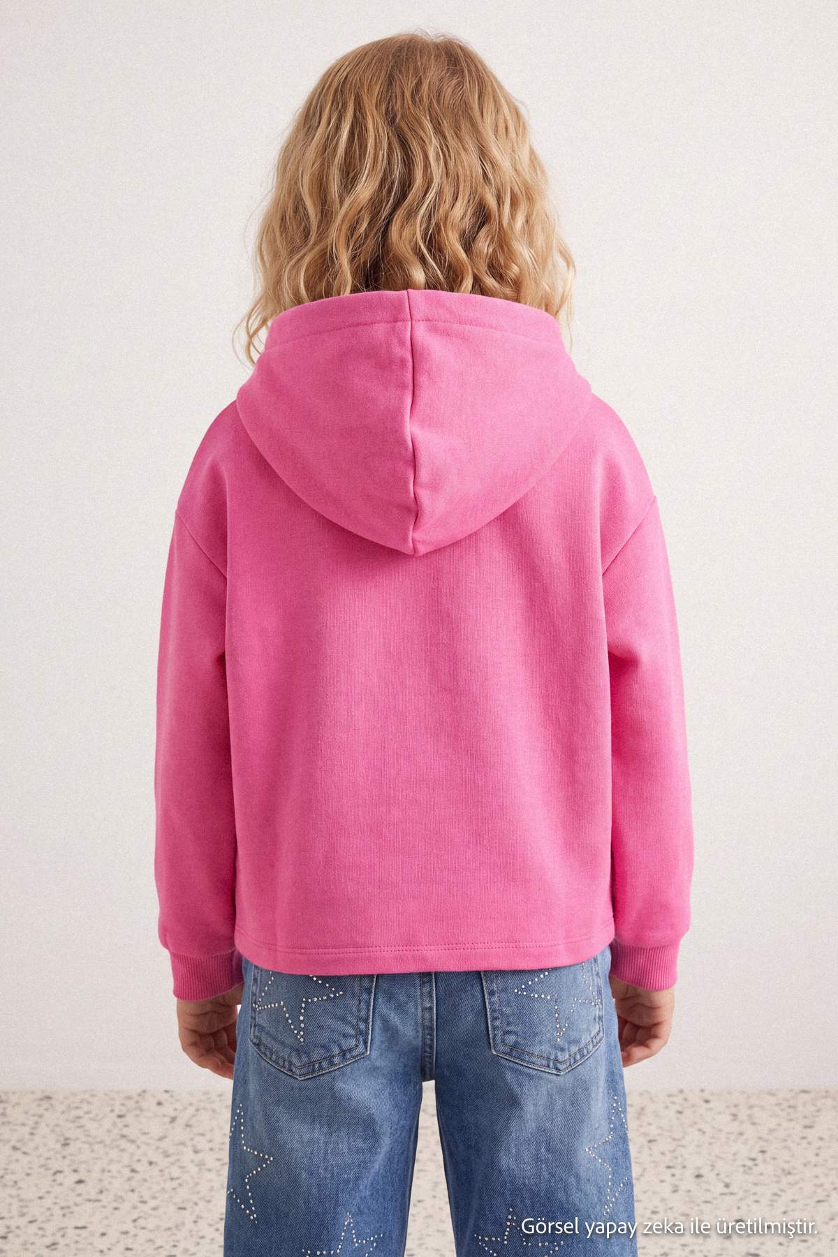 Girls' Pink Sequin-Print Thick Hoodie