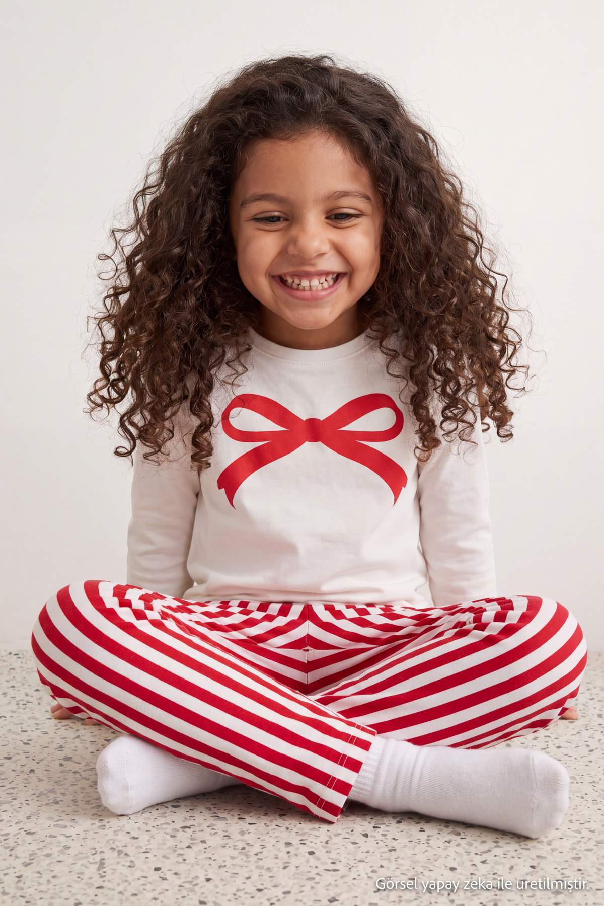 Girls' Red Winter Holiday Pyjama Set