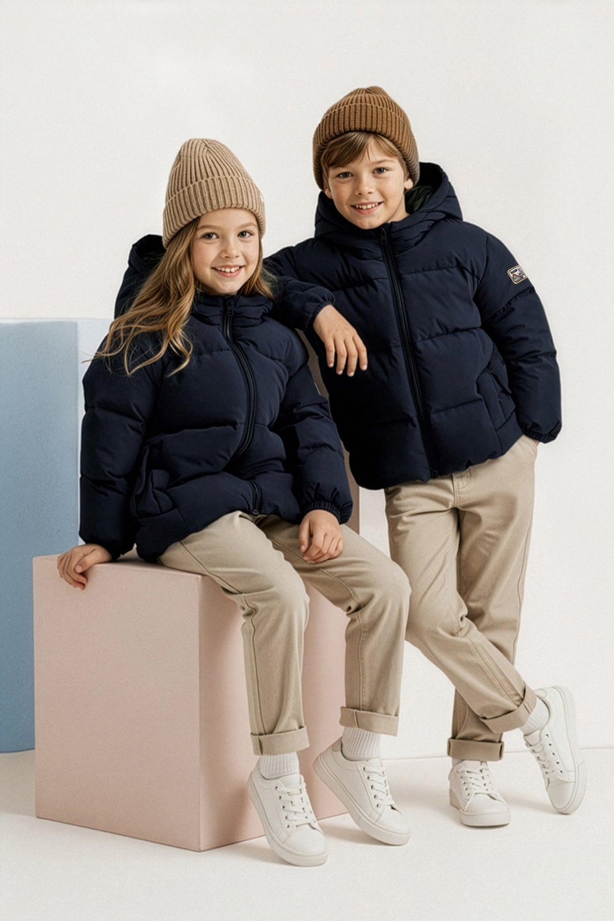 Kids' Navy Thick Hooded Coat