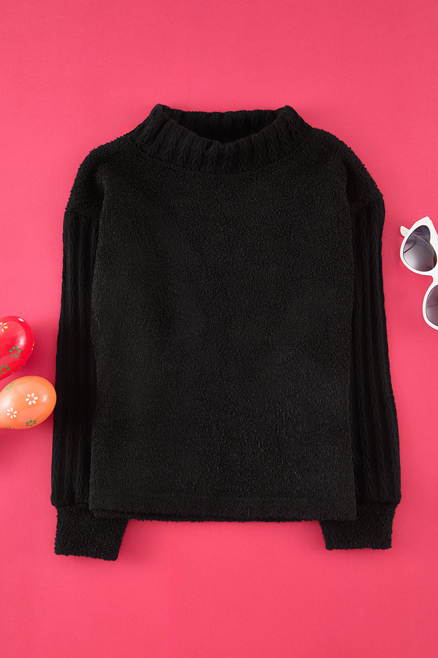 Girls' Black High-Neck Knit Jumper