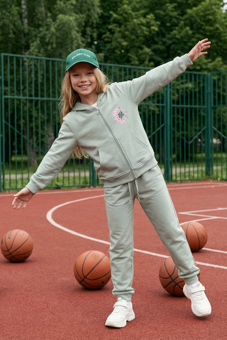Girls' Mint Patterned Hooded Cardigan & Trousers Set