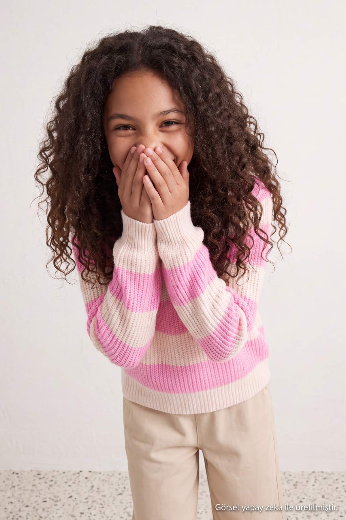 Girls' Striped Crew-Neck Knit Jumper