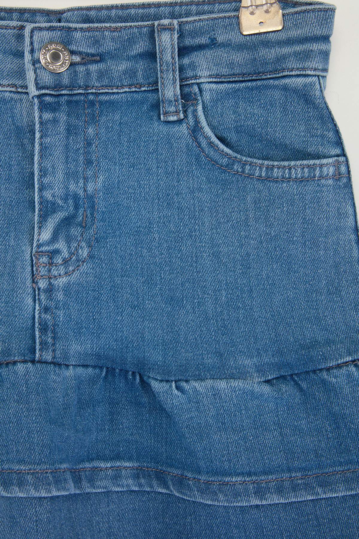 Girls' Blue Ruffled Denim Skirt