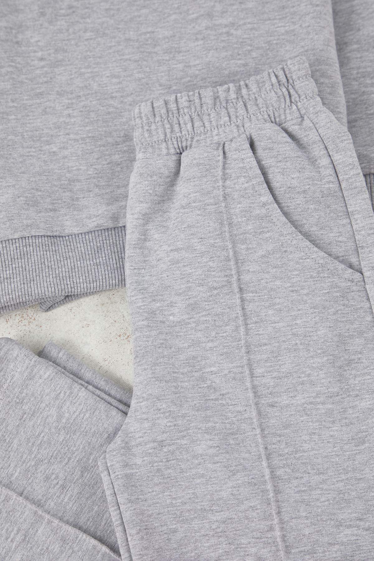 Girls' Grey Marl Heart Oversized Two-Piece Set