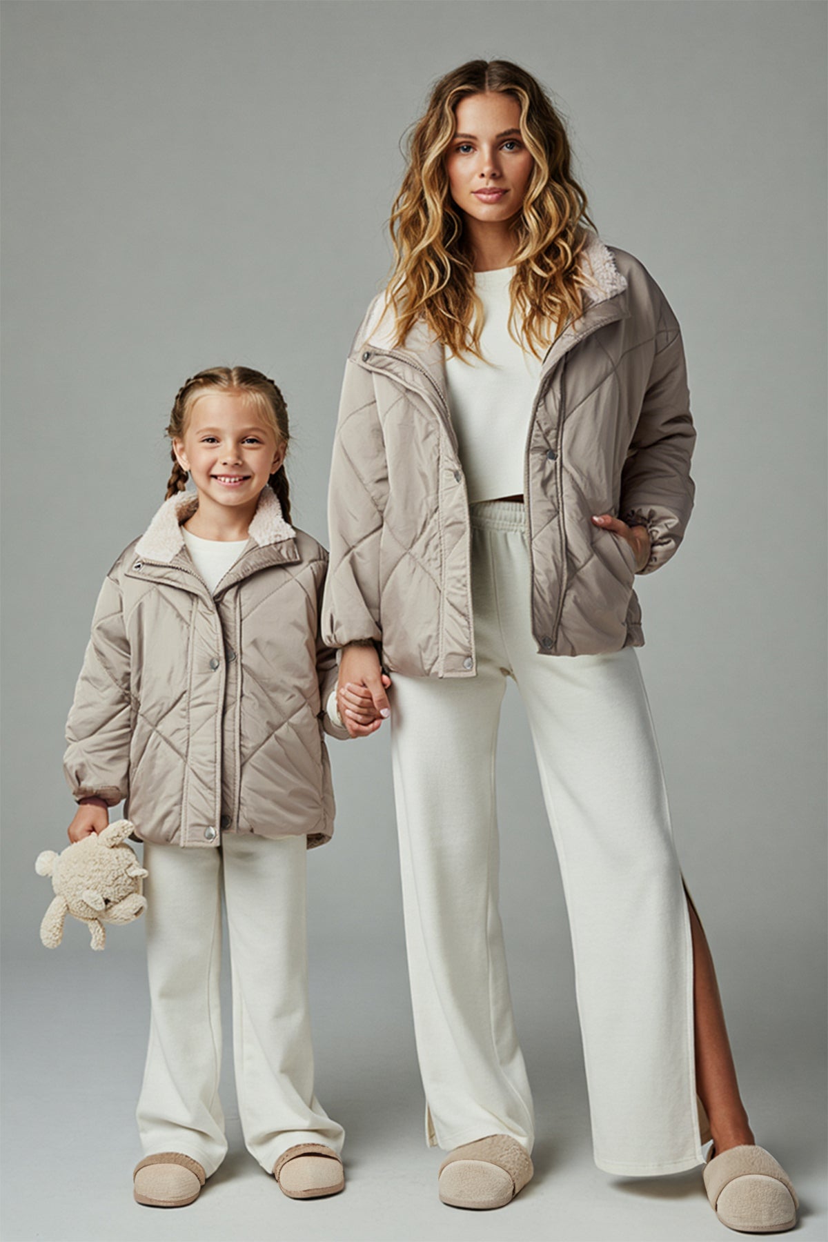 Girls' Stone Thick Quilted High-Neck Coat