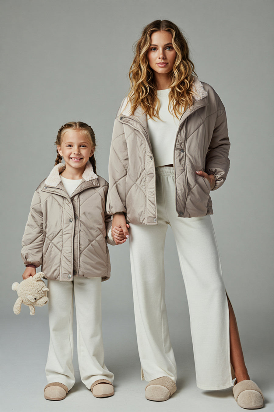 Girls' Stone Thick Quilted High-Neck Coat