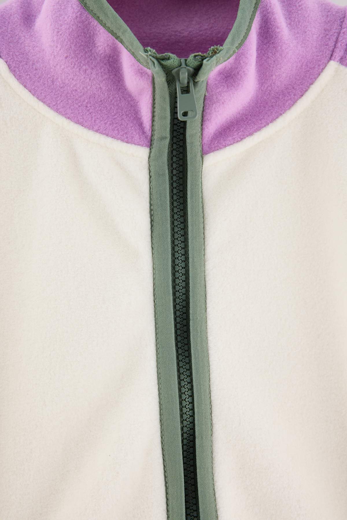 Girls' Ecru Fleece Jacket with Pockets