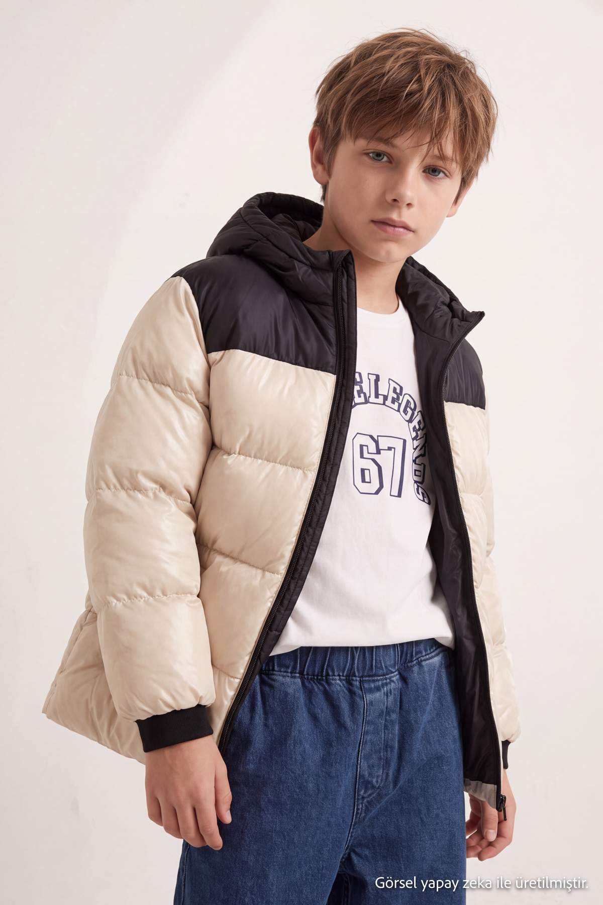 Boys' Beige Puffer Jacket