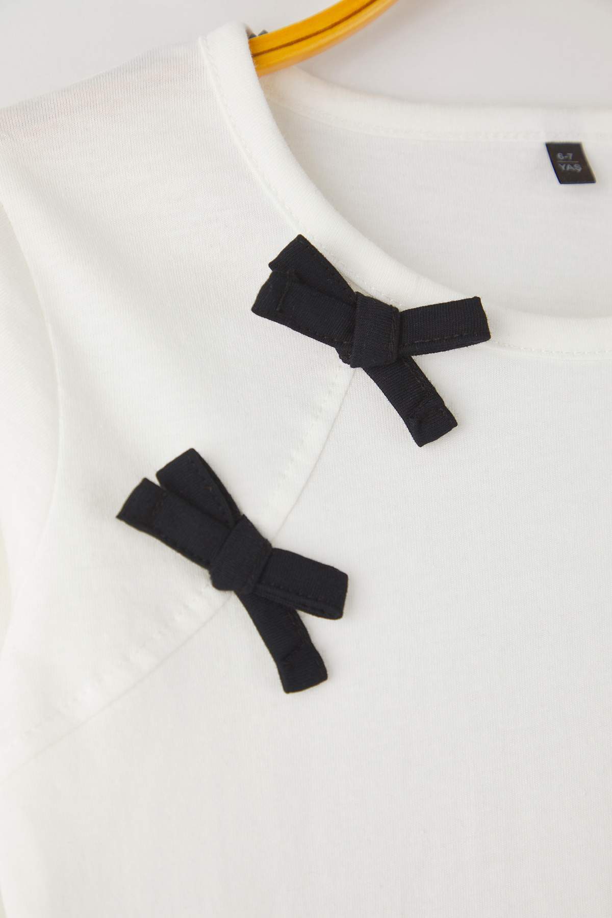 Girls' Black & Ecru 2-Pack Bow Cotton T-Shirts