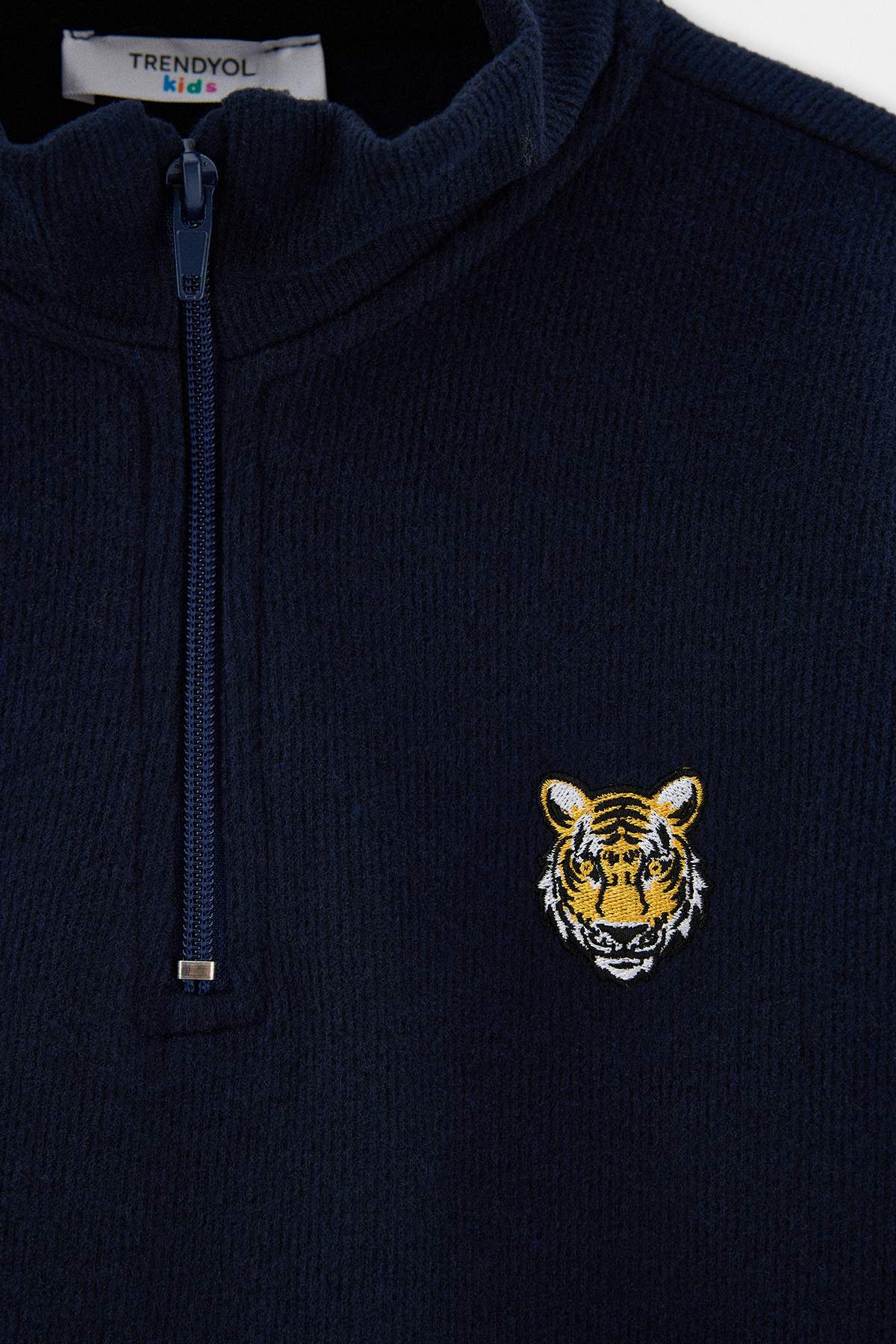 Boys' Navy Printed High-Neck Sweatshirt