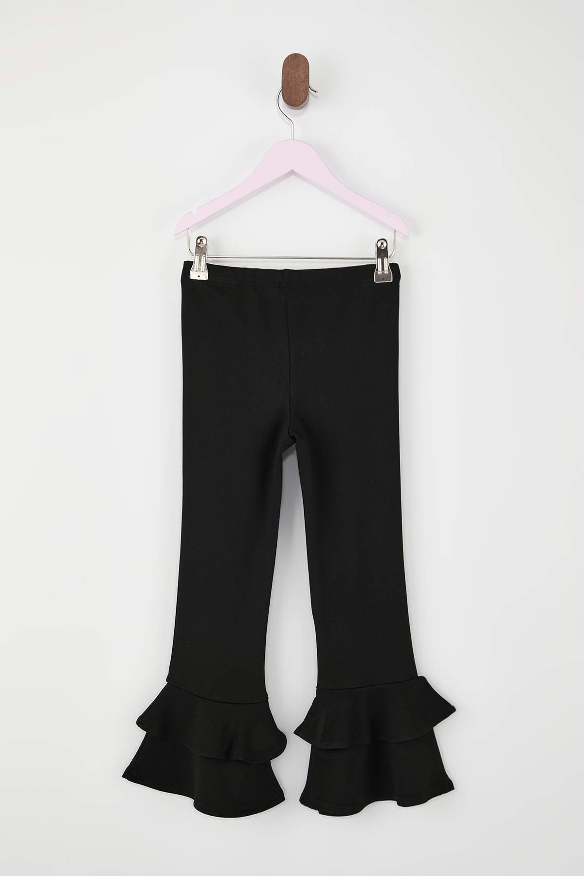 Girls' Black Frilled Flared Trousers