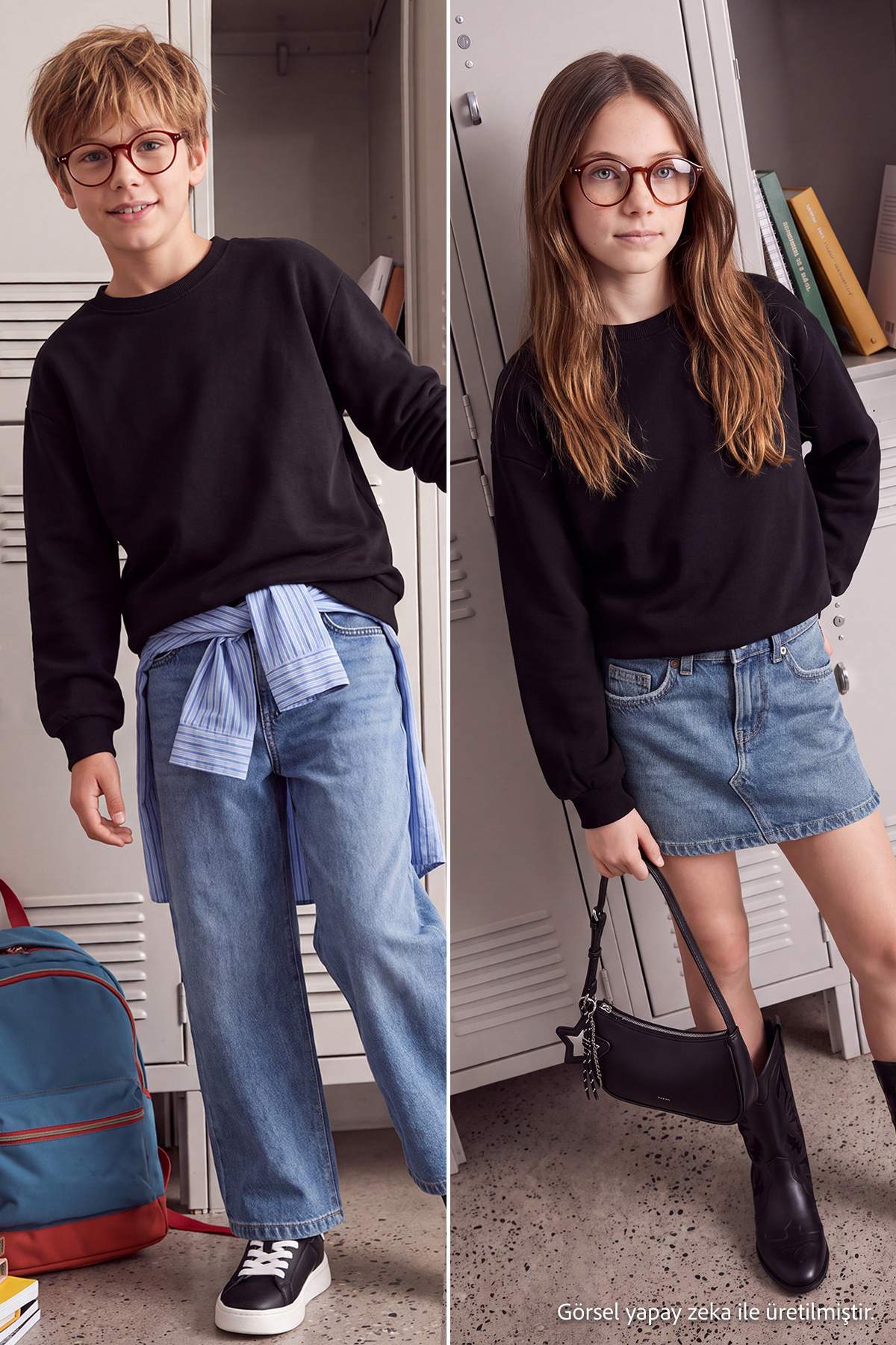 Kids' Basic Fleece-Lined Crew-Neck Sweatshirt
