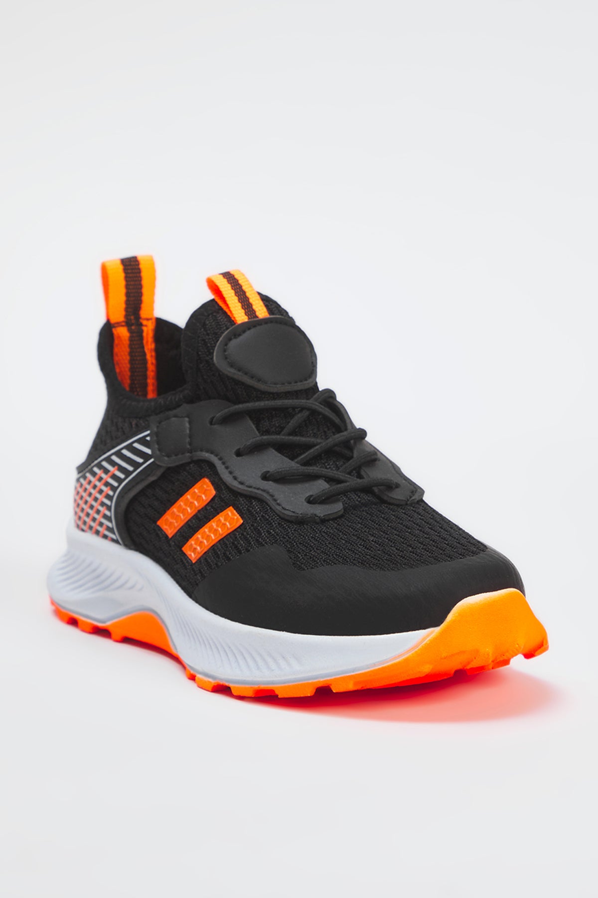 Boys' Black Neon-Detail Lightweight Sneakers
