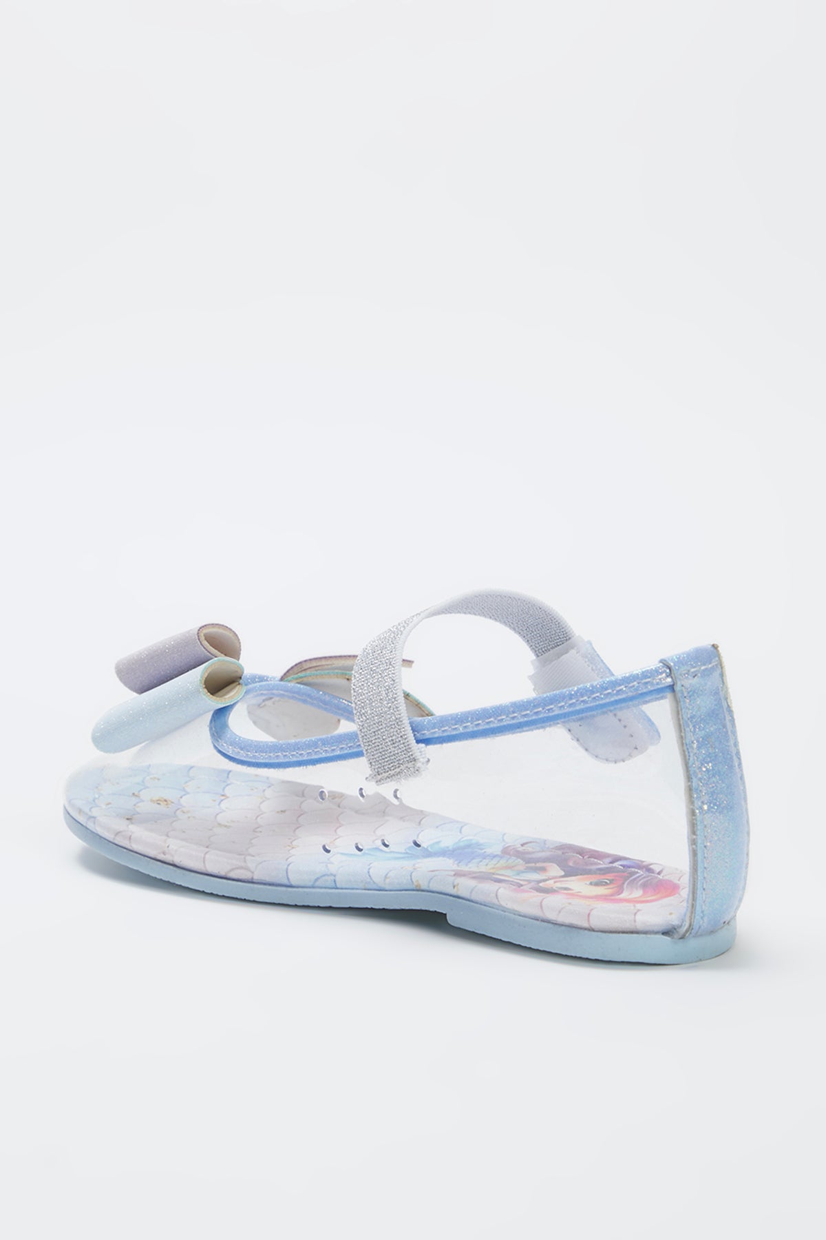Girls' Blue Glitter Mermaid Mary Jane Ballet Flats