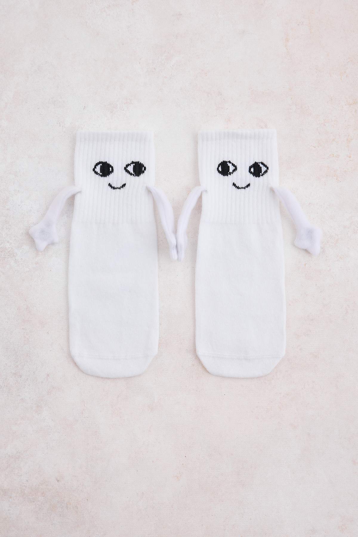 Girls' White Hand-in-Hand Character Socks