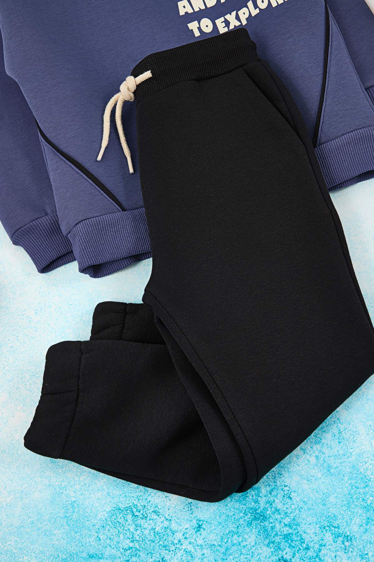 Boys' Indigo Hooded Fleece-Lined Oversized Two-Piece Set