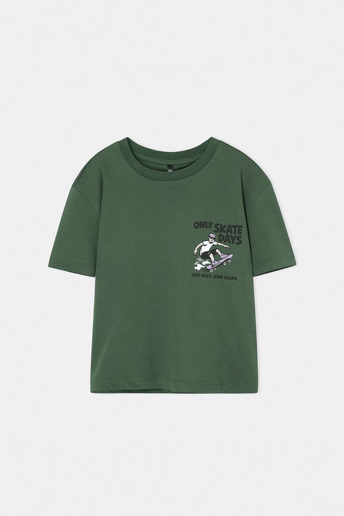 Boys' Green Plain T-Shirt