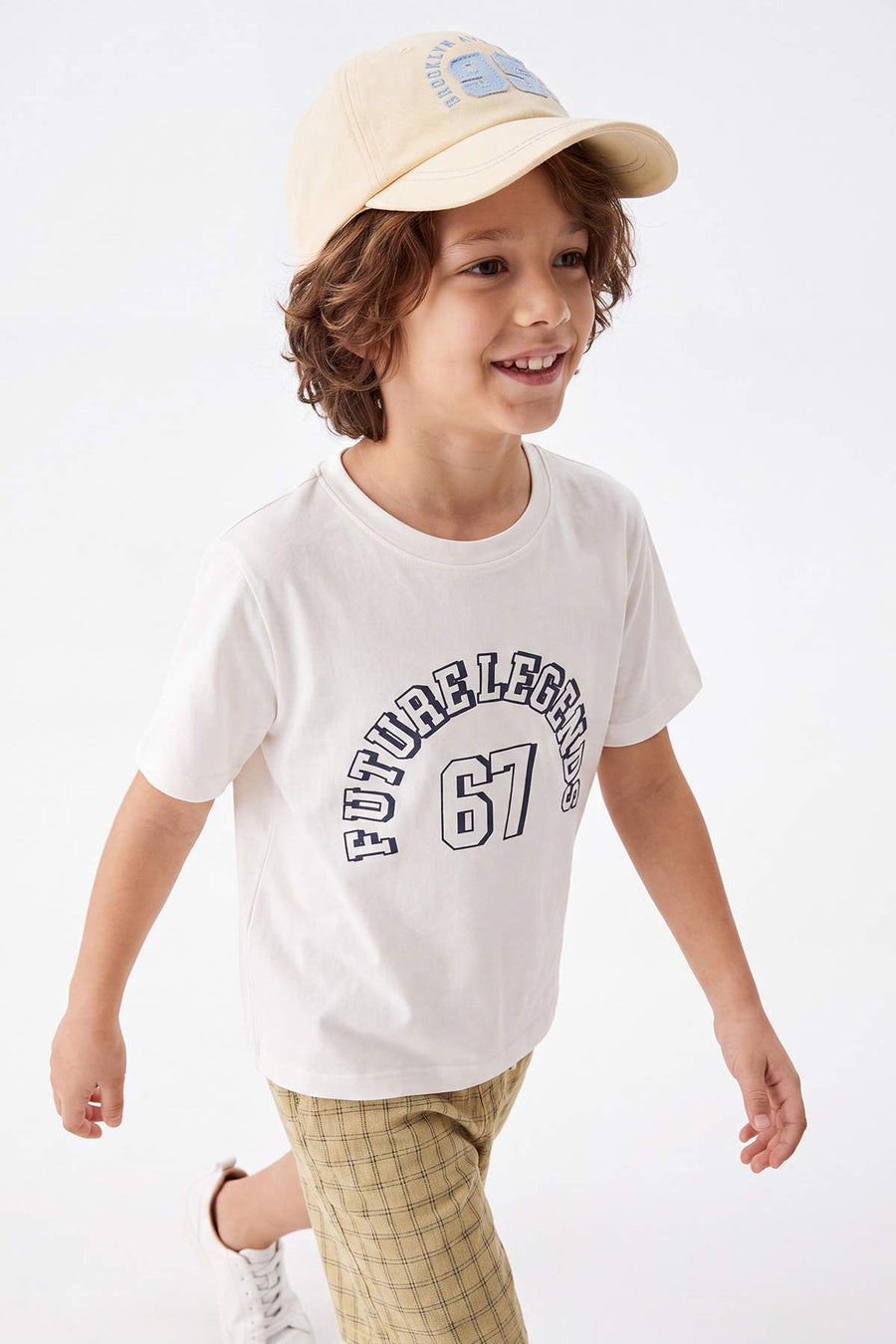 Boys' Ecru Varsity Number-Print T-Shirt