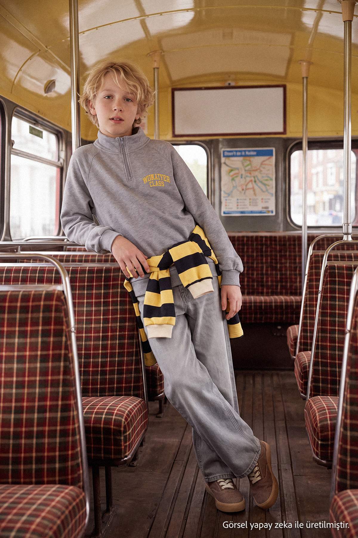 Boys' Embroidered Half-Zip Thick Sweatshirt