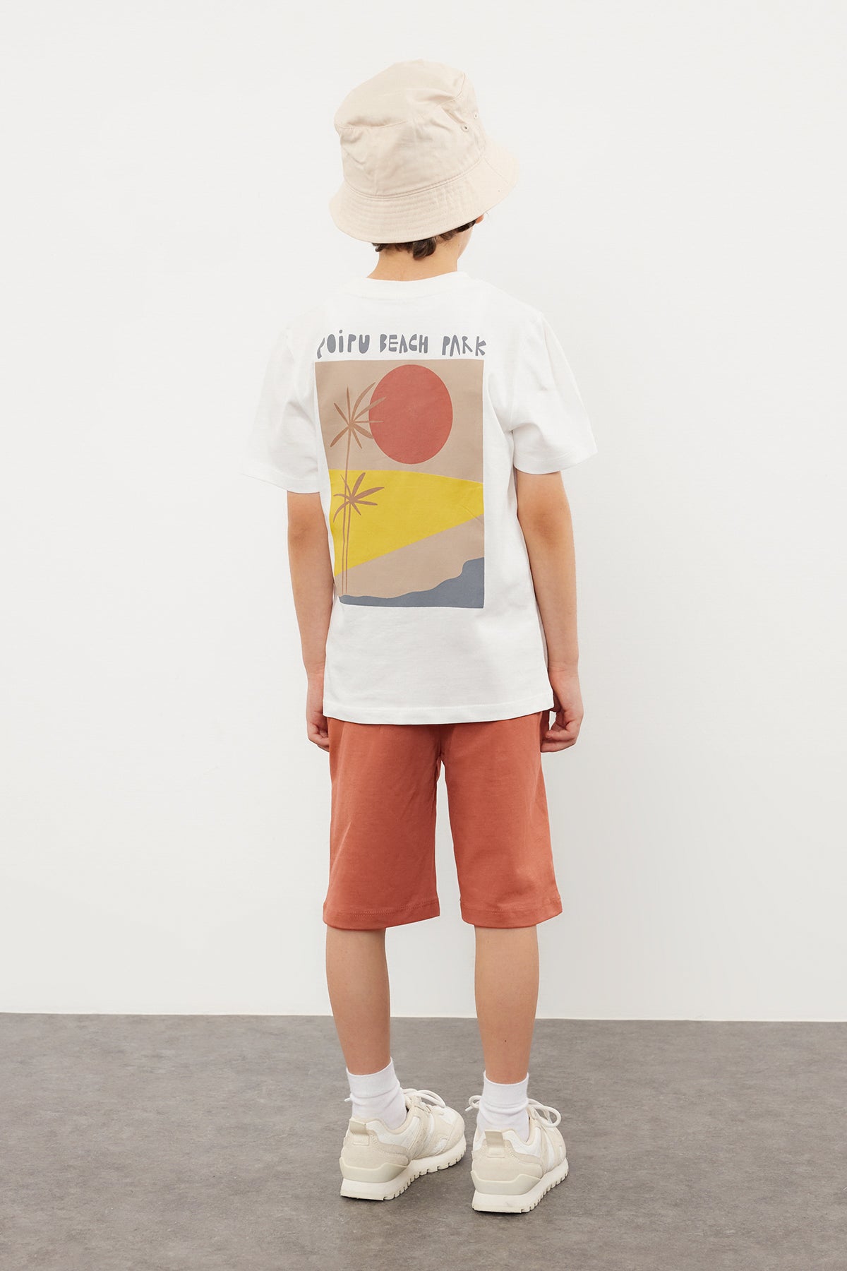 Boys' Saxe Blue Back-Print Cotton T-Shirt & Shorts Set