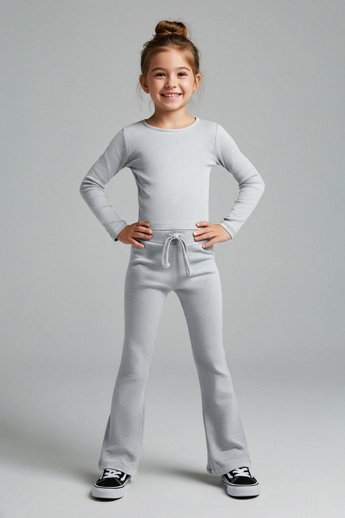 Girls' Burgundy Crew-Neck Top & Leggings Set