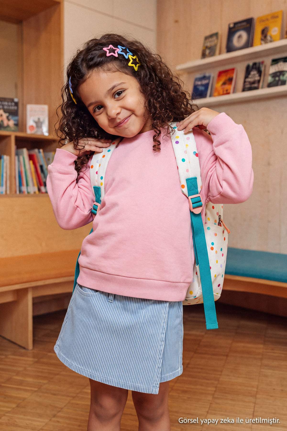 Girls' Plain Fleece-Lined Crew-Neck Sweatshirt