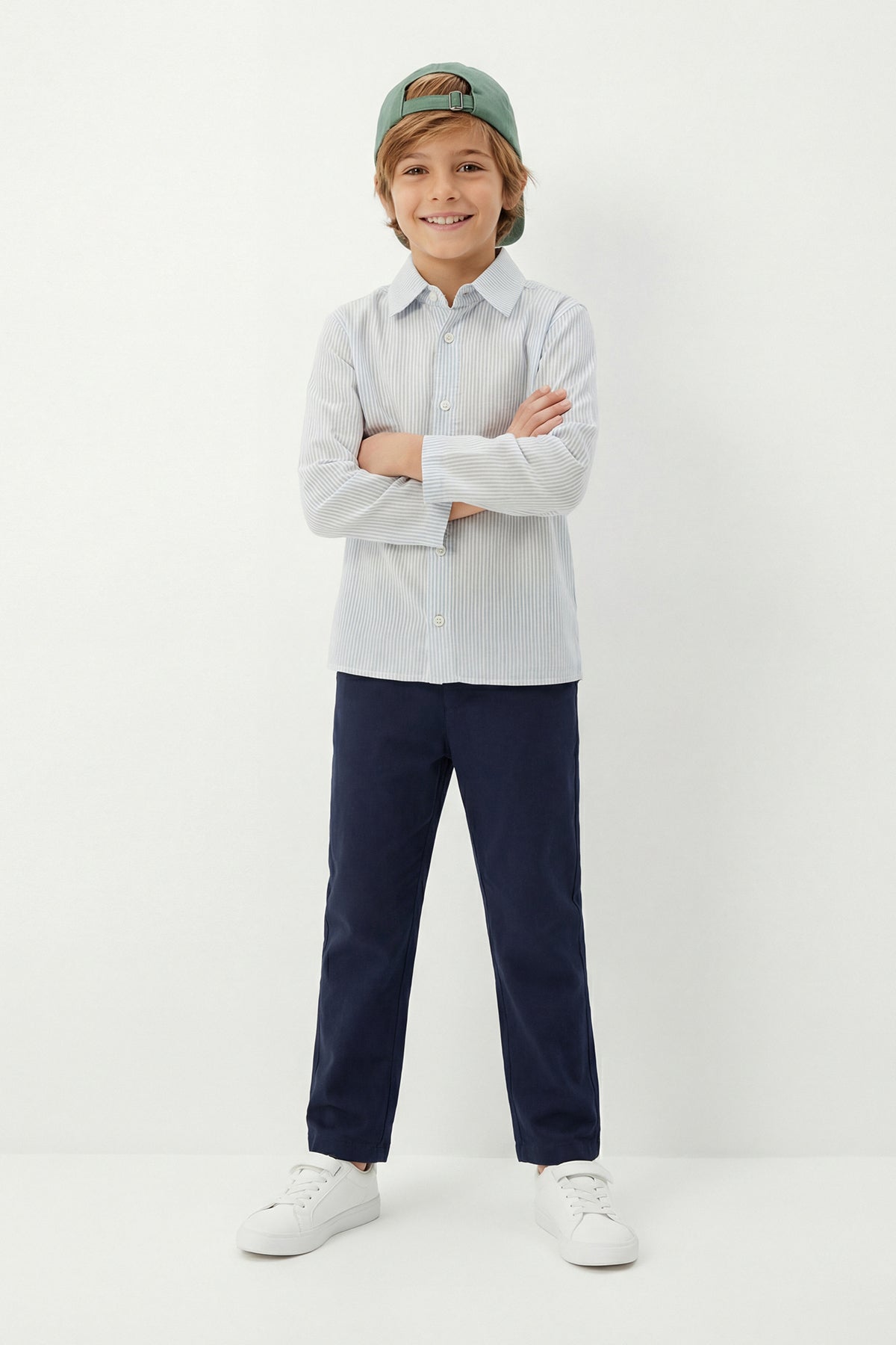 Boys' Blue Striped Shirt & Trousers Set