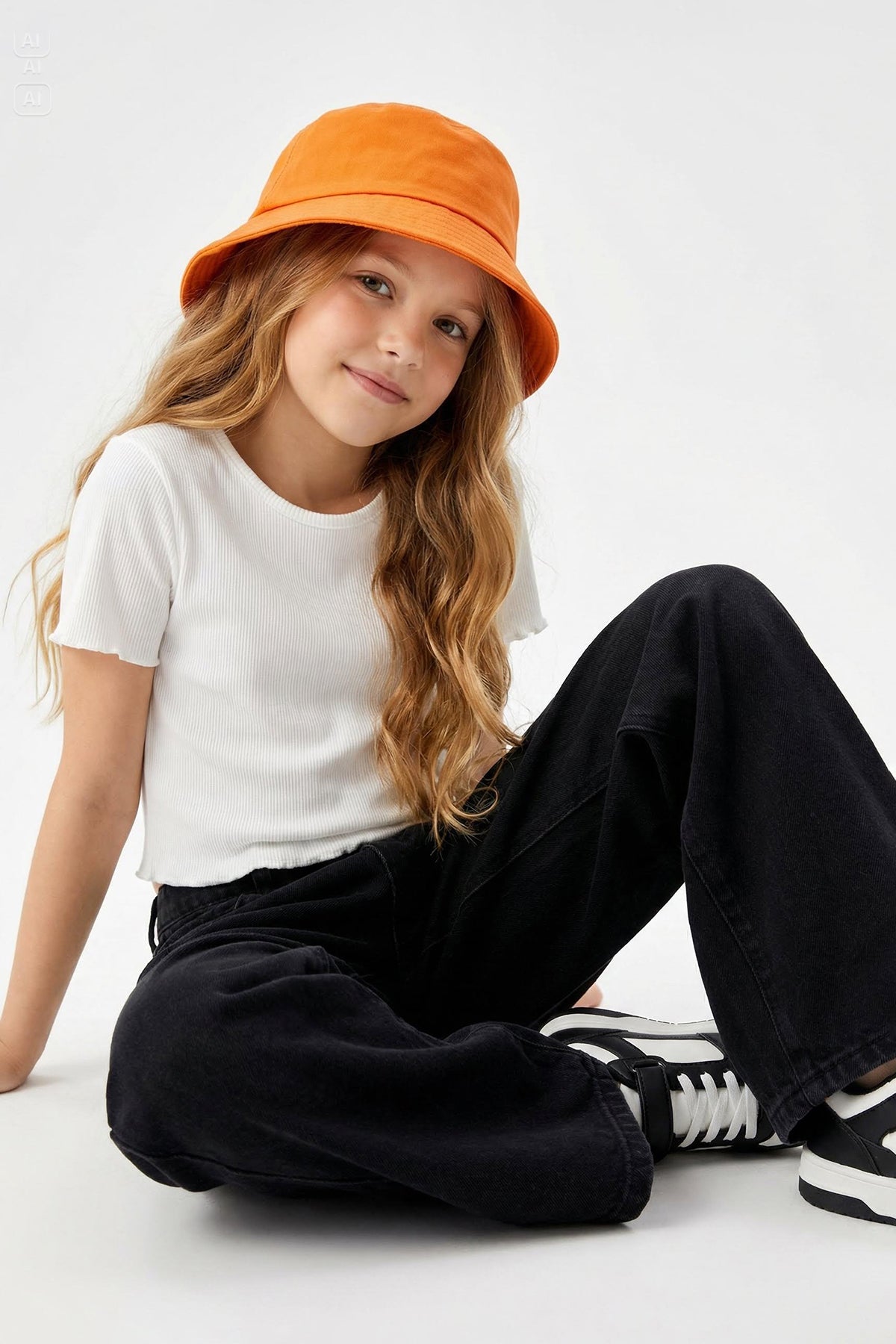 Girls' Basic Ribbed Cotton T-Shirt