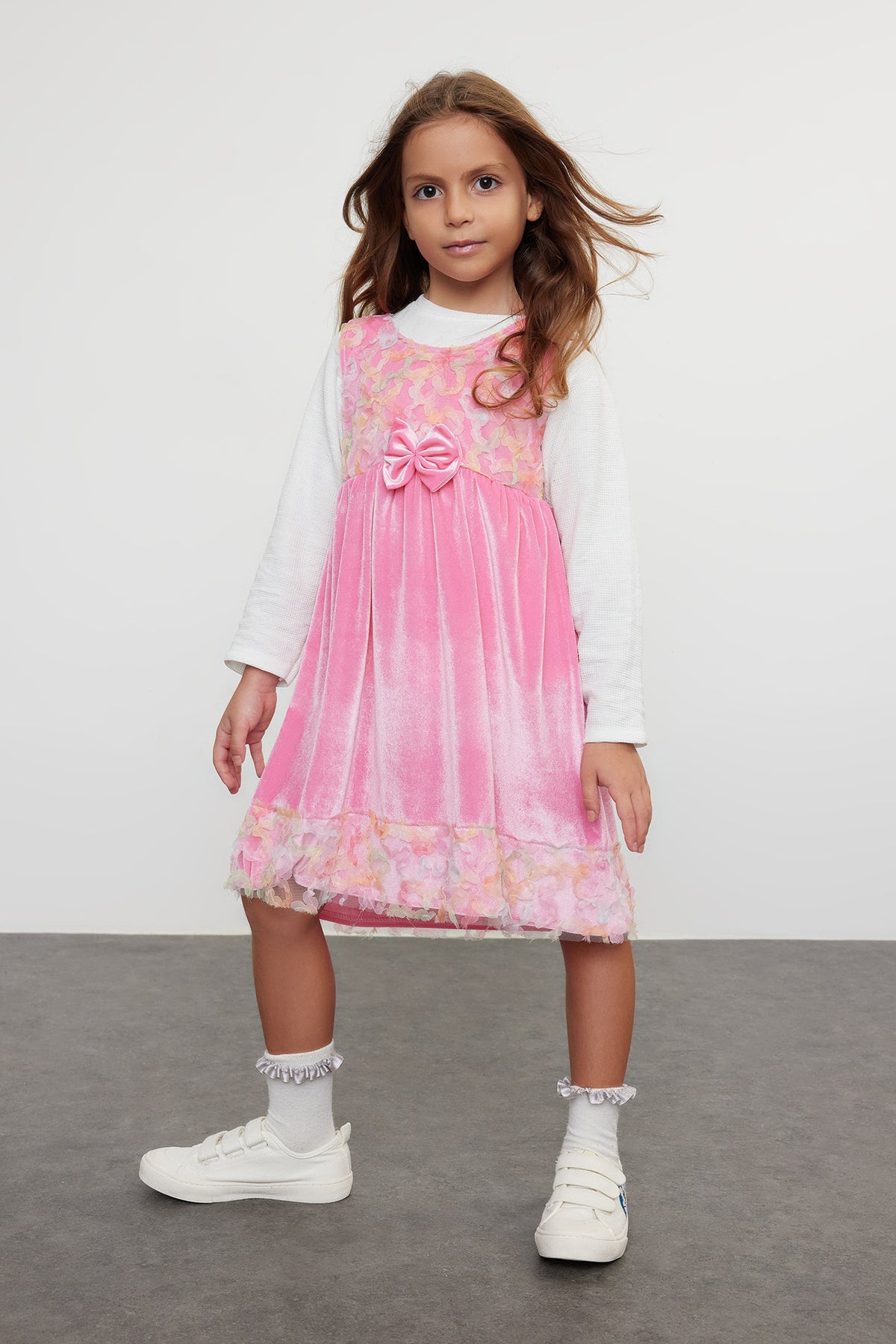 Girls' Fuchsia Bow Tulle Dress & Bodysuit Set