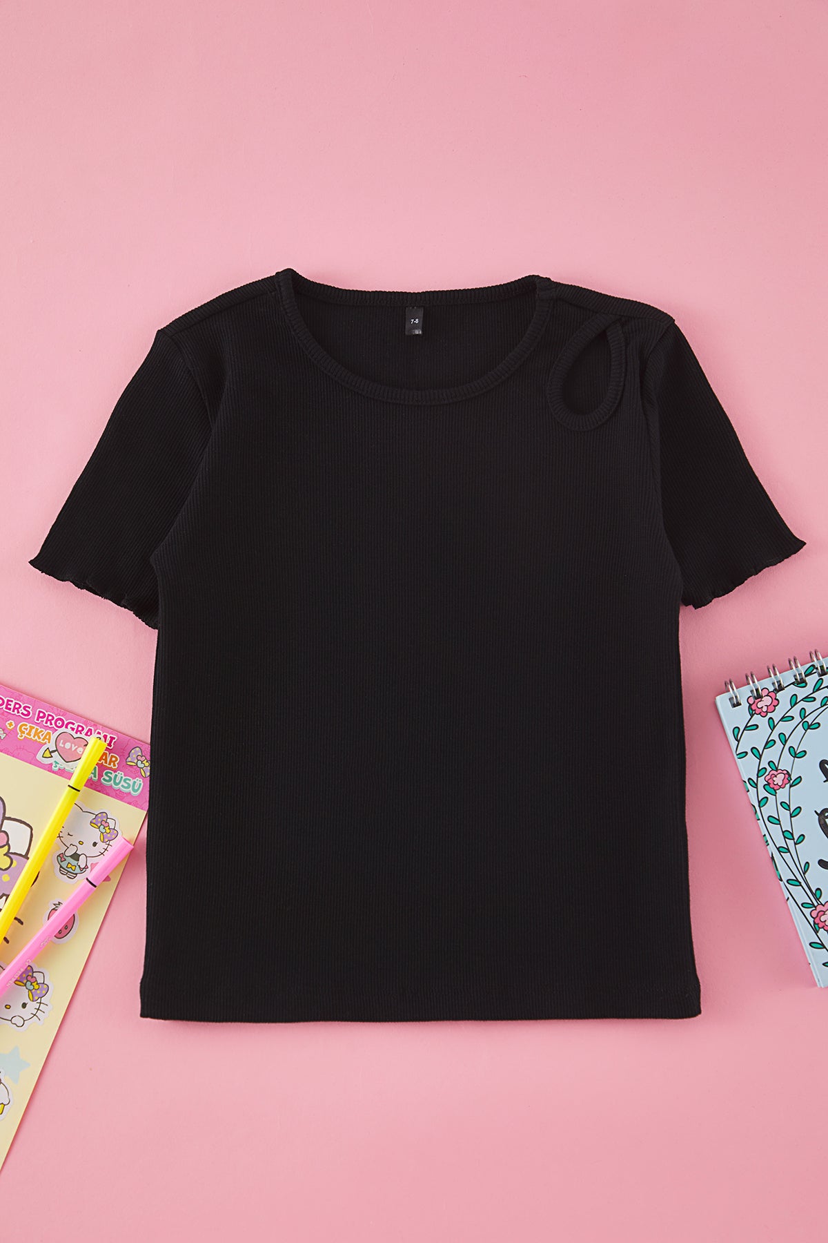Girls' Cut-Out Detail Cotton T-Shirt