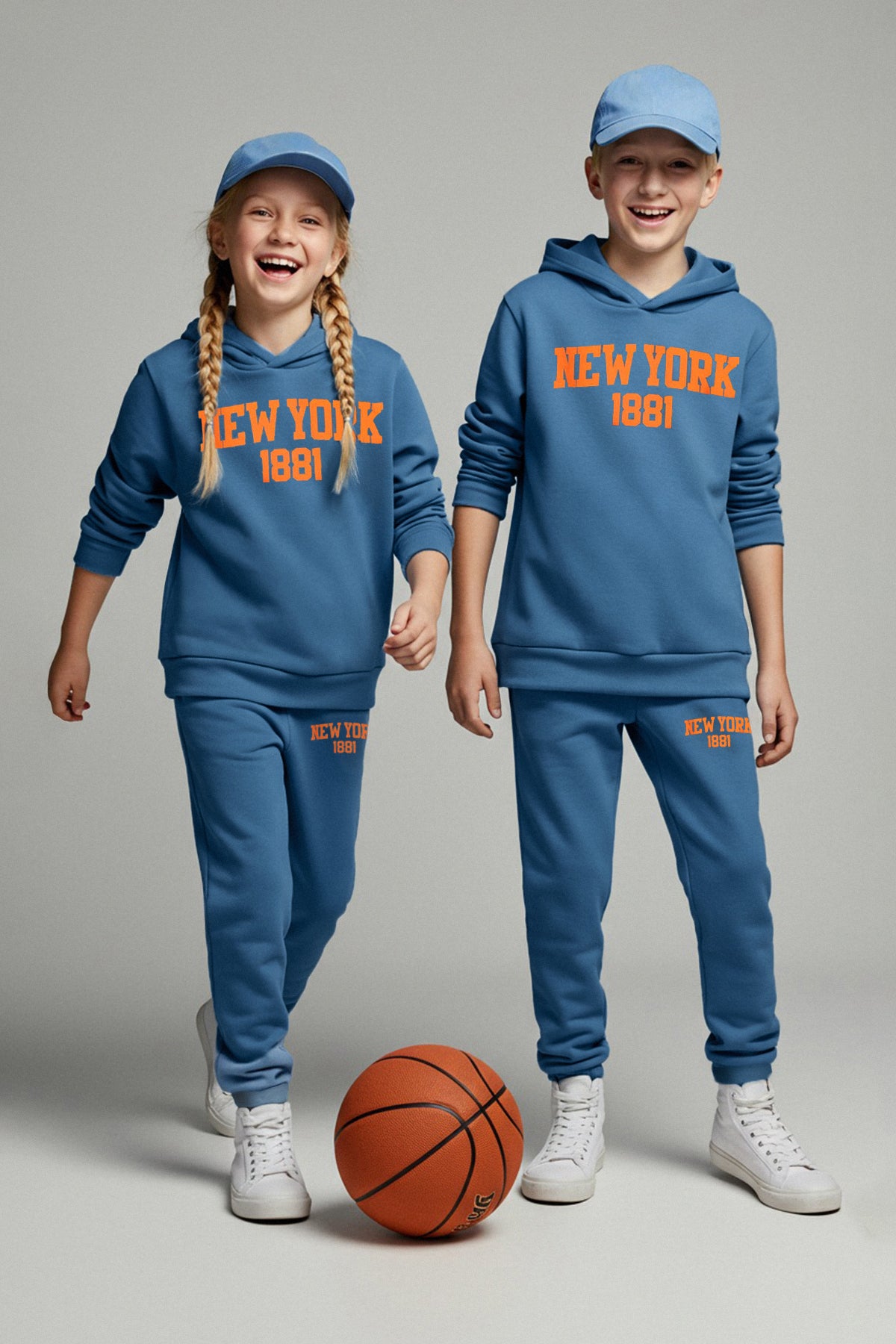 Kids' Grey Hooded Oversized Sweatshirt & Jogger Set