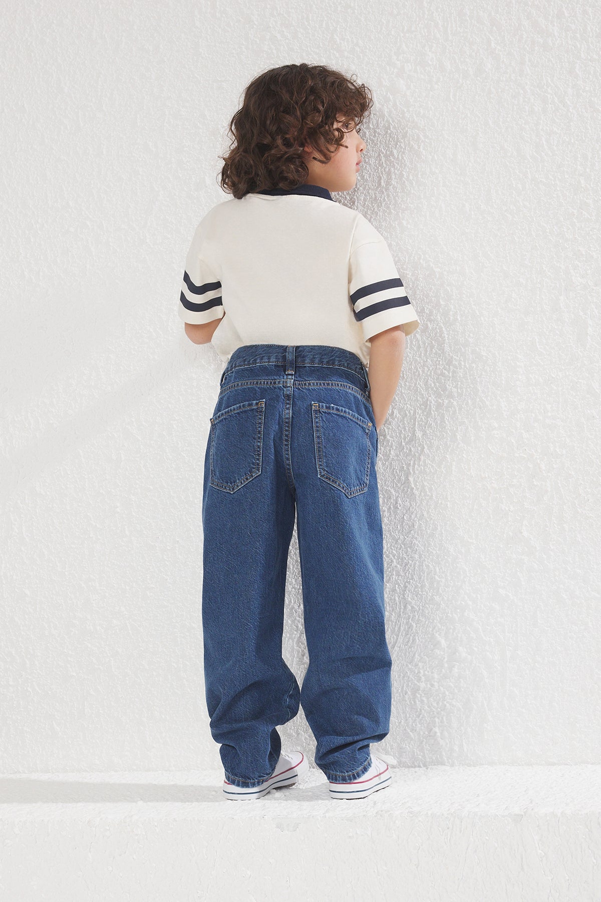 Boys' Baggy Cotton Jeans with Adjustable Waist