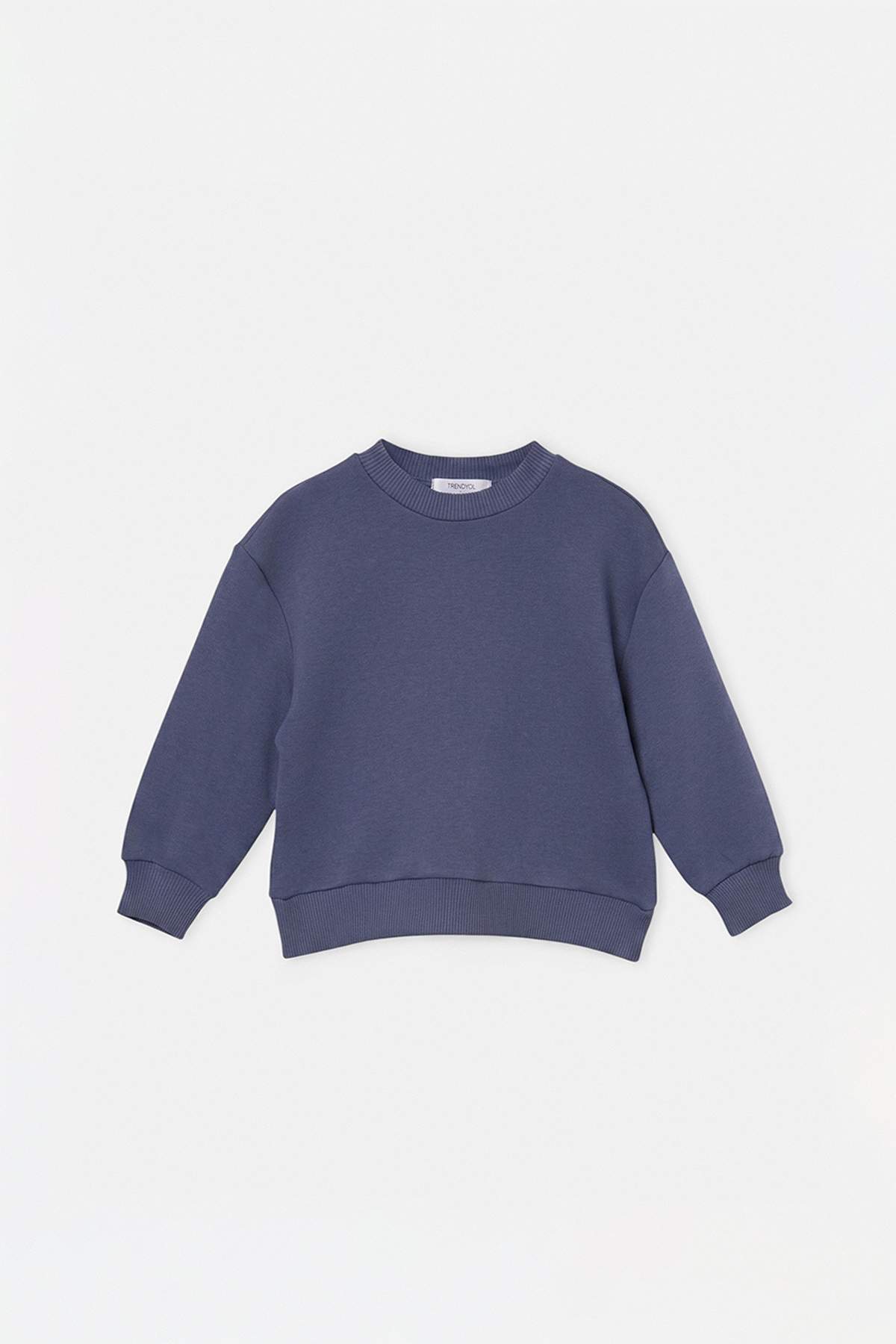 Girls' Plain Fleece-Lined Crew-Neck Sweatshirt