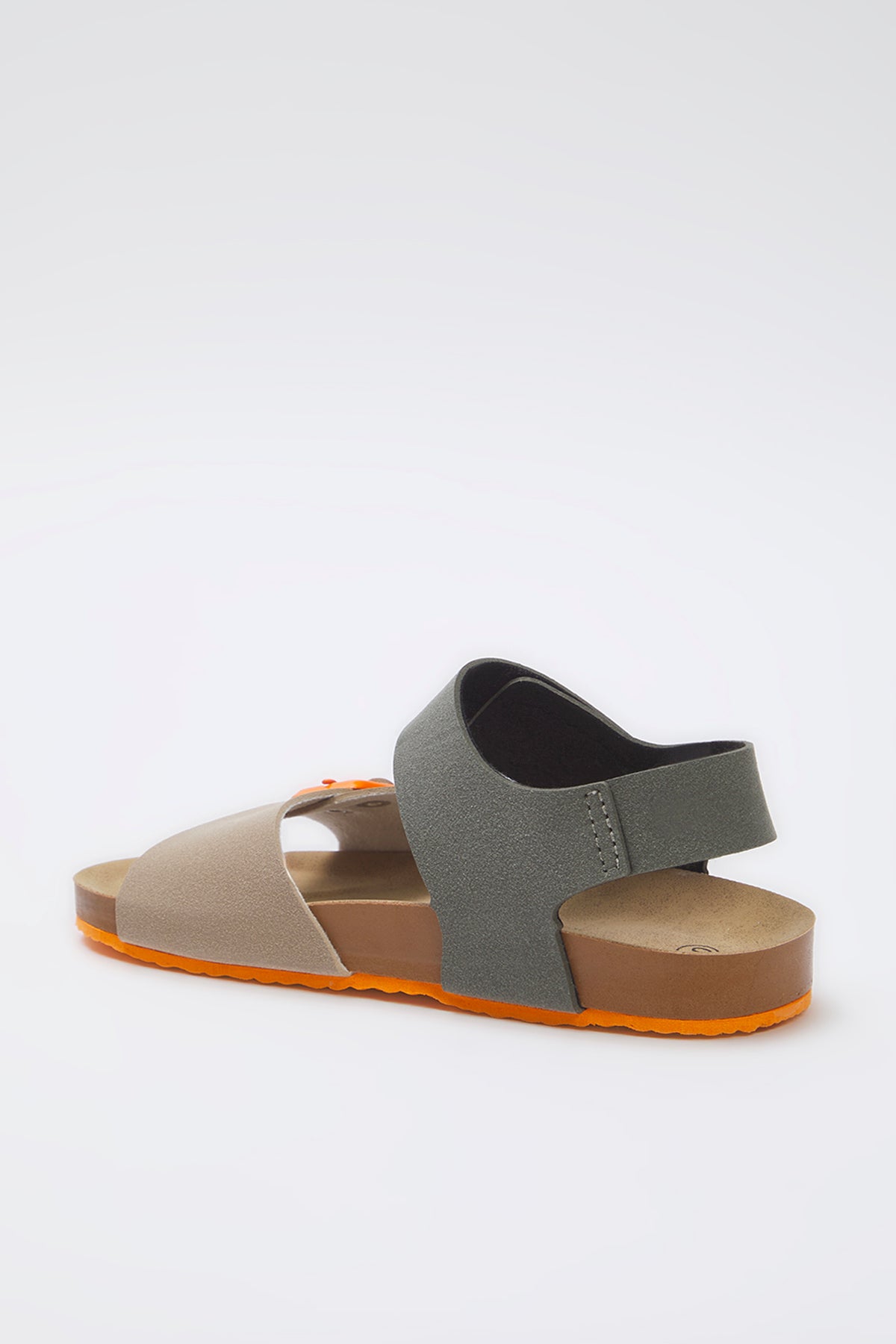 Kids' Beige Nubuck Colour-Block Velcro Sandals