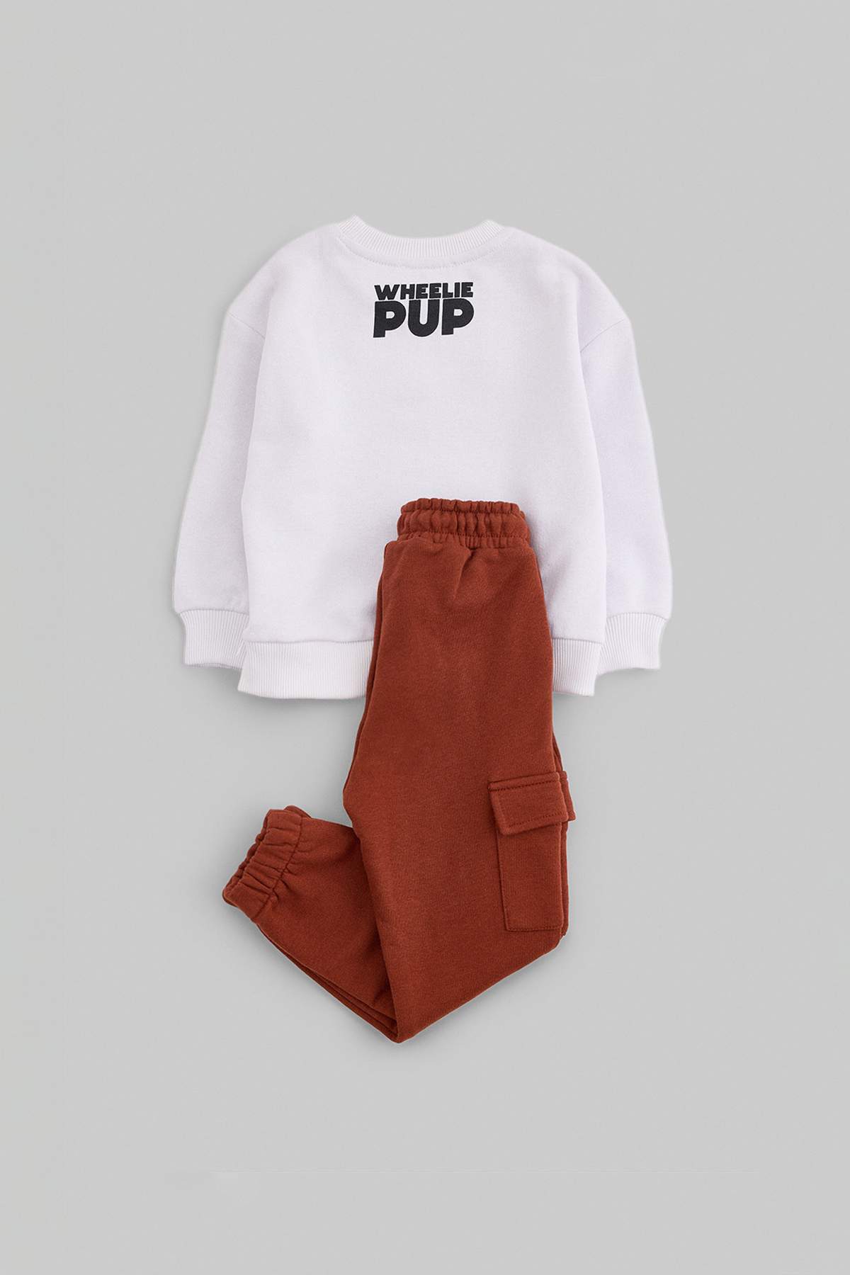 Boys' White Puppy-Print Sweatshirt & Cargo Jogger Set