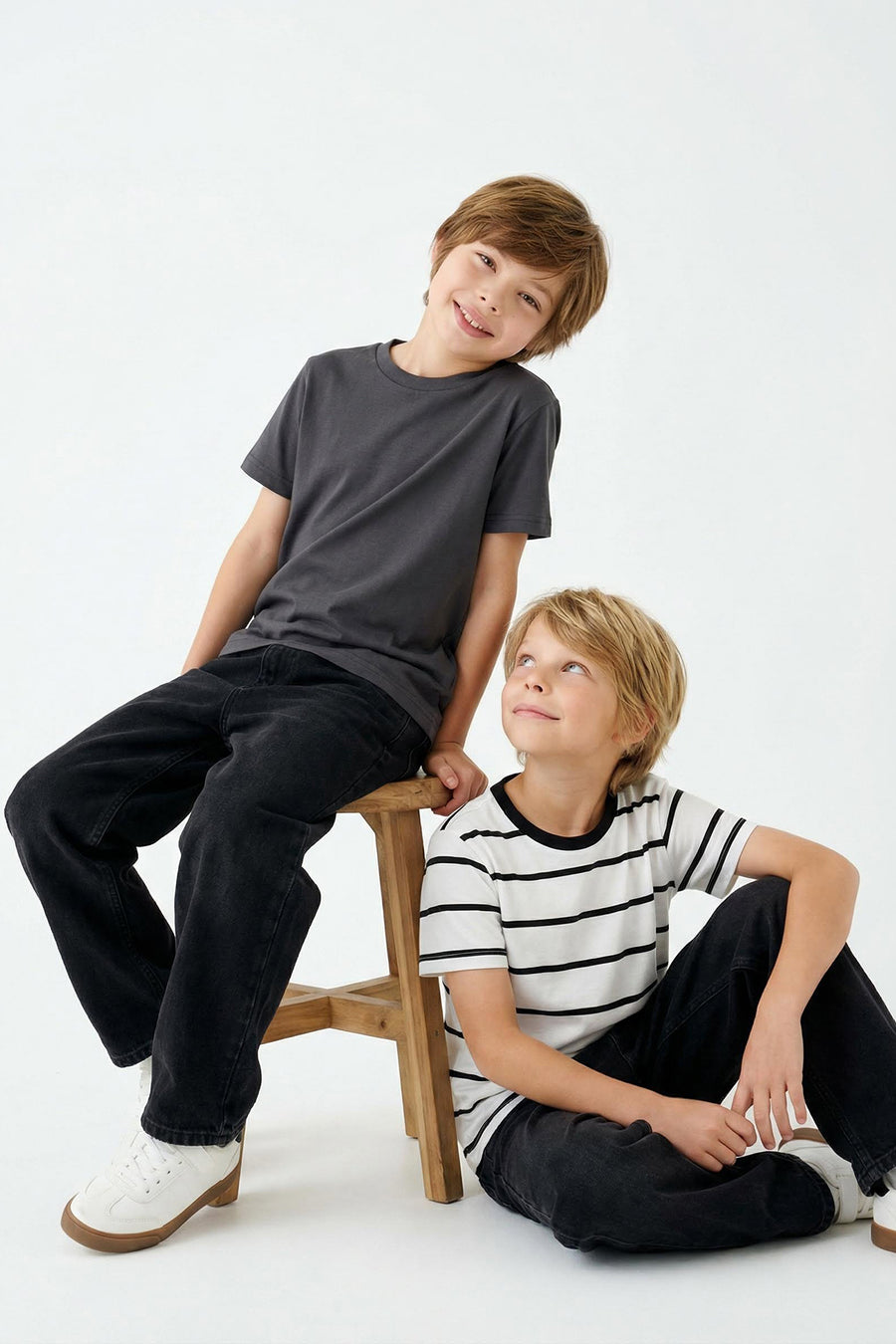 Boys' Plain & Striped T-Shirt 2-Pack