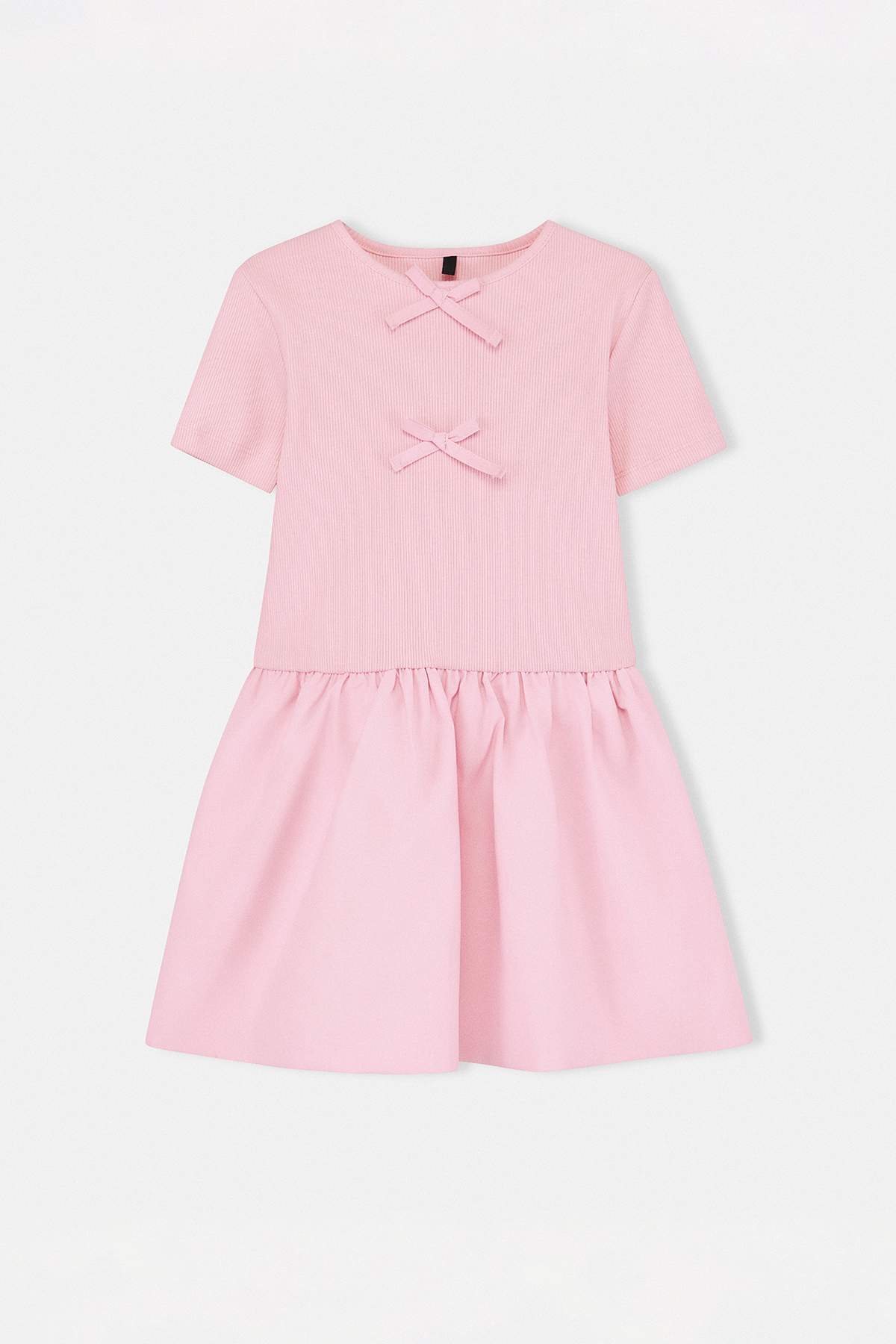 Girls' Pink Bow-Detail Mini Jersey Dress