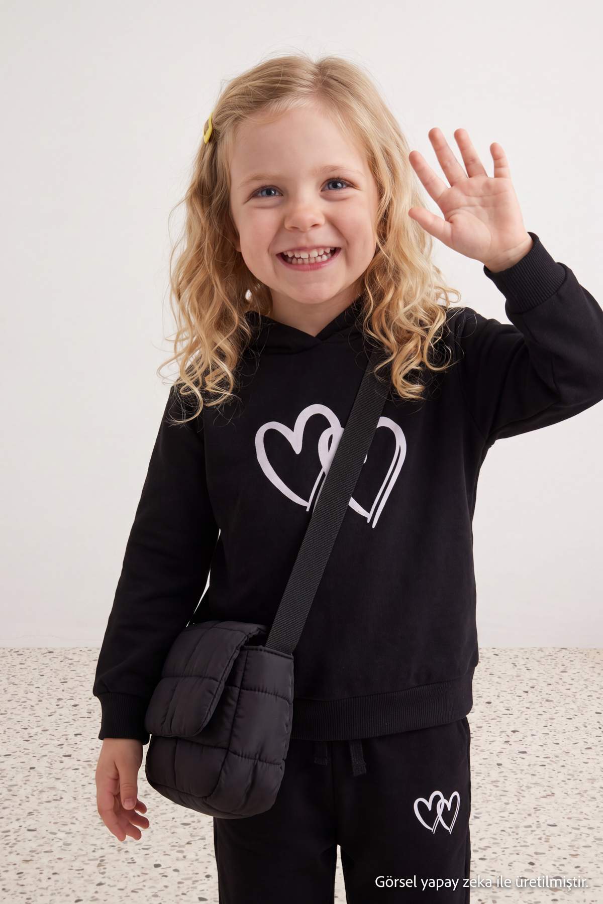 Girls' Black Fleece-Lined Hoodie & Jogger Set