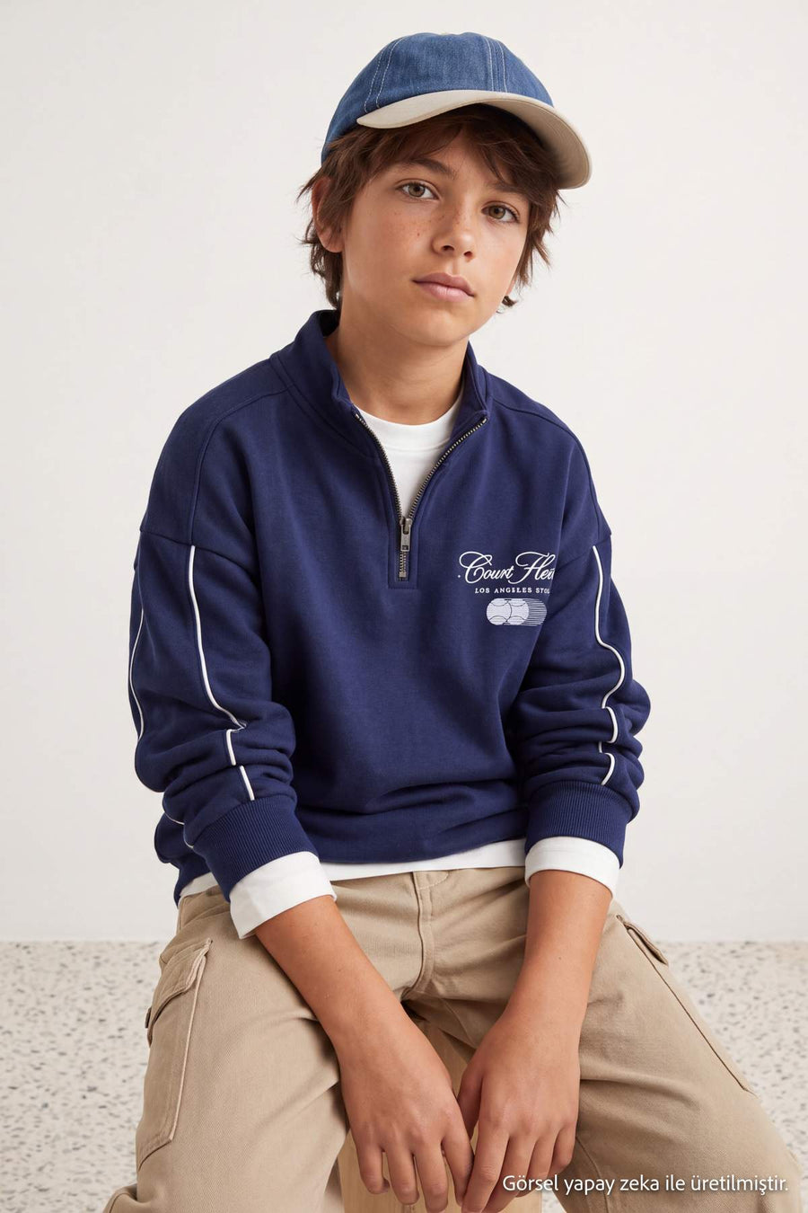 Boys' Navy Half-Zip Sweatshirt