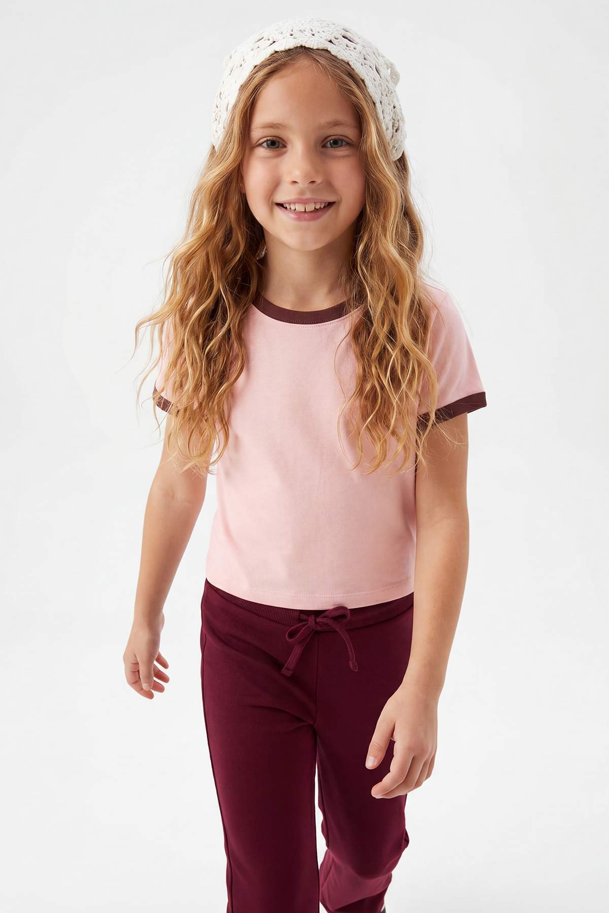 Girls' Pink & Ecru Plain T-Shirt 2-Pack