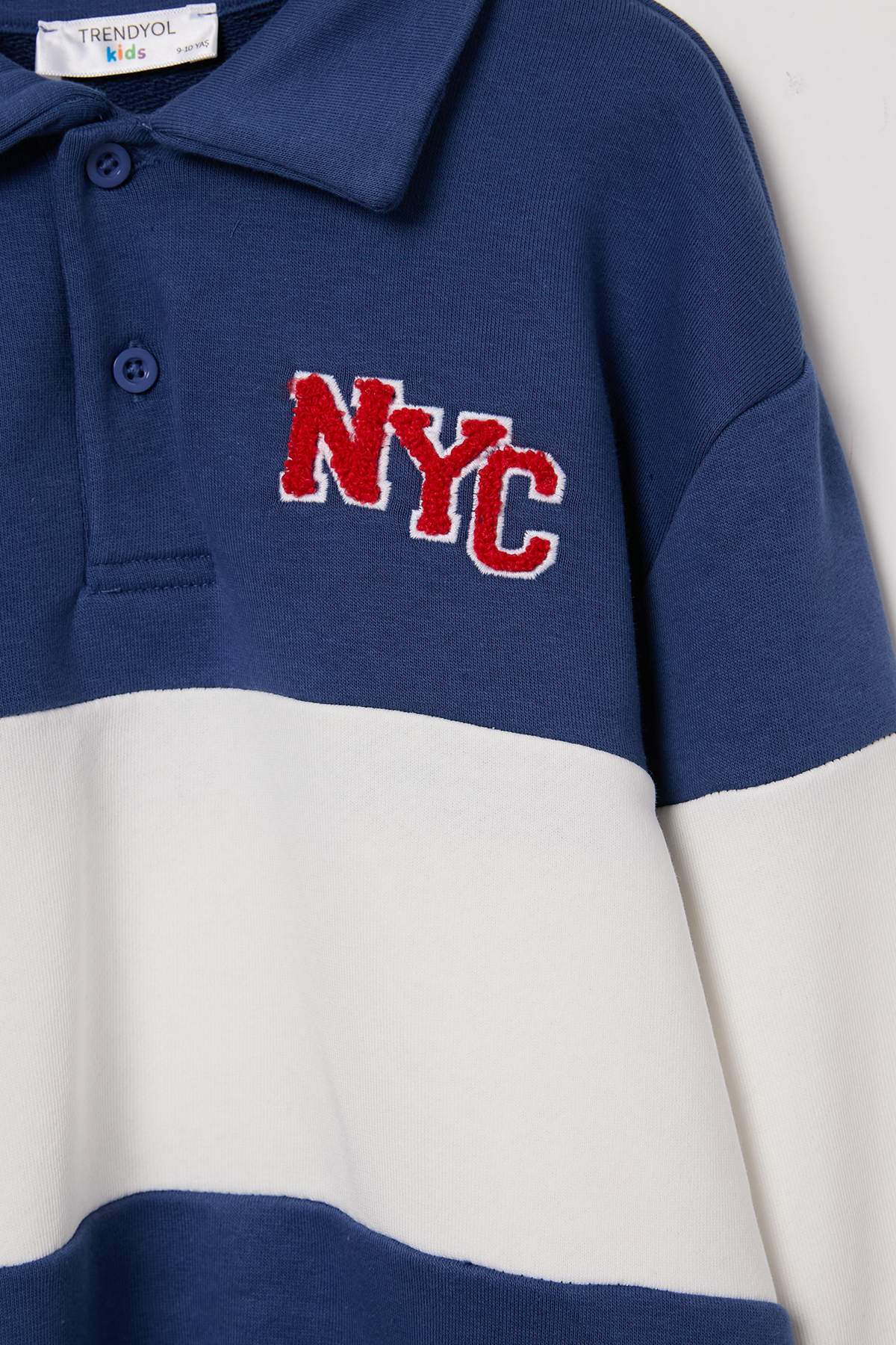 Boys' Indigo Colour-Block Polo Sweatshirt